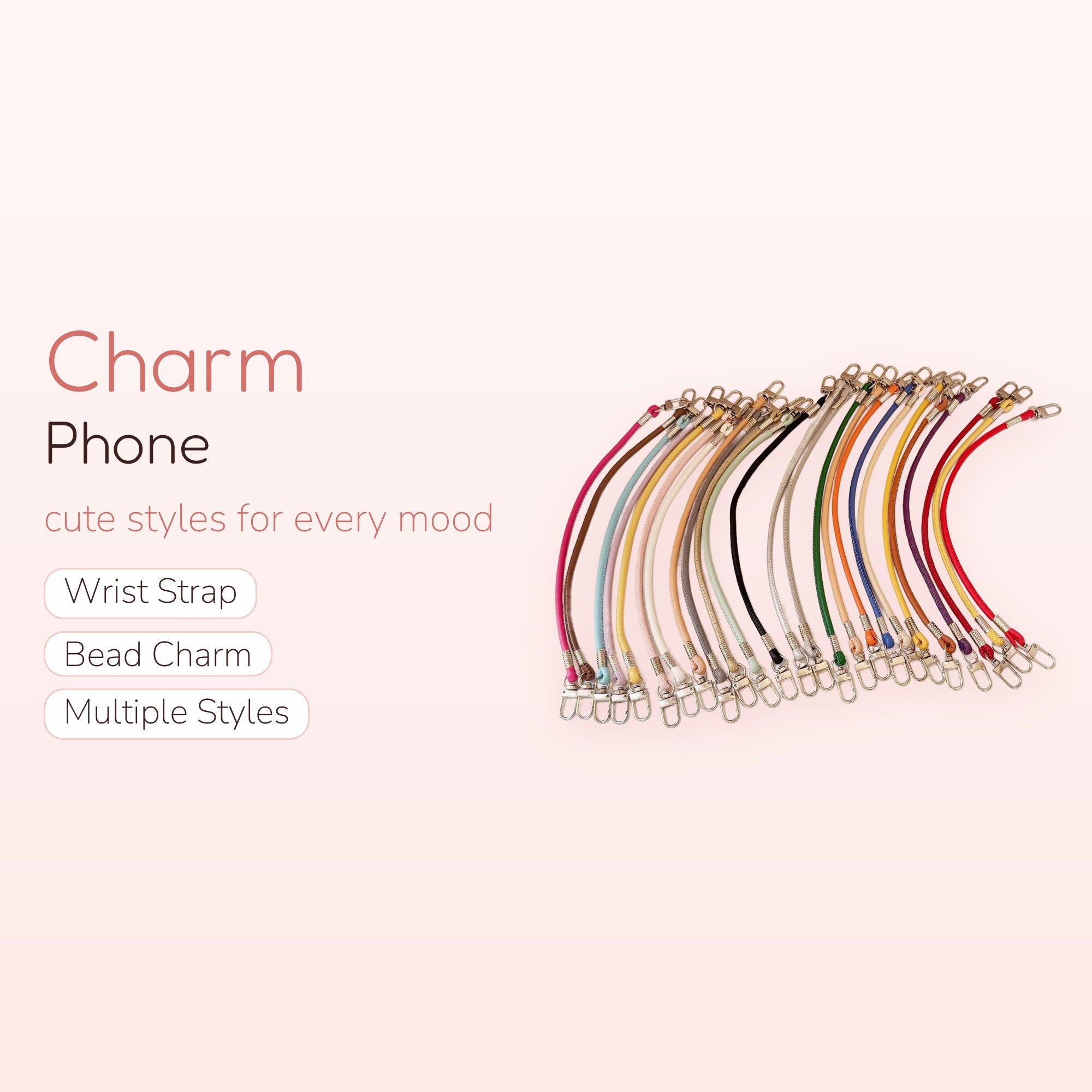 Colorful Braided Leather Phone Charm Straps | Aesthetic Wrist Lanyards with Silver Clasps