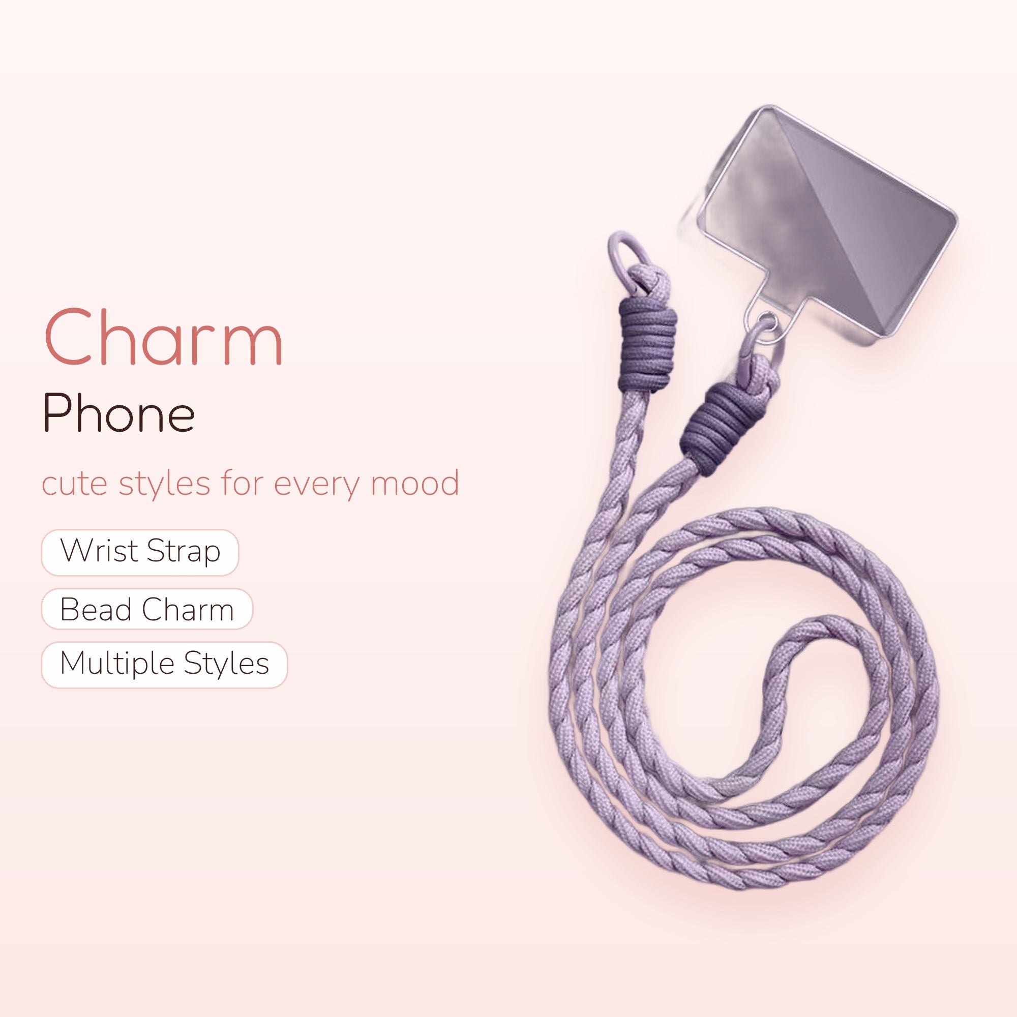 Braided Purple Phone Wrist Strap | Durable Woven Lanyard with Clear Patch