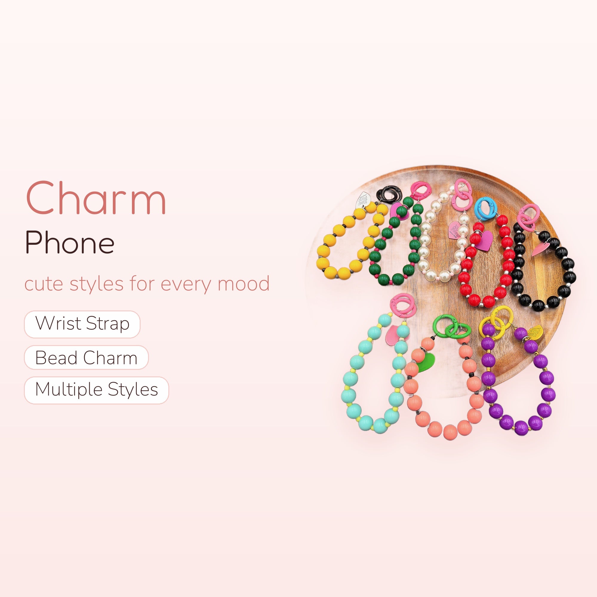 Colorful Beaded Phone Charm Wristlet | Y2K Aesthetic Keychain Strap