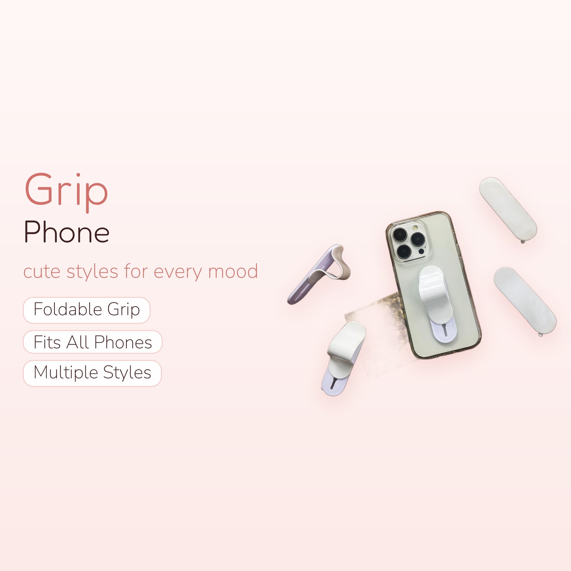 White Silicone Phone Grip | Cute Foldable Pop Socket Stand