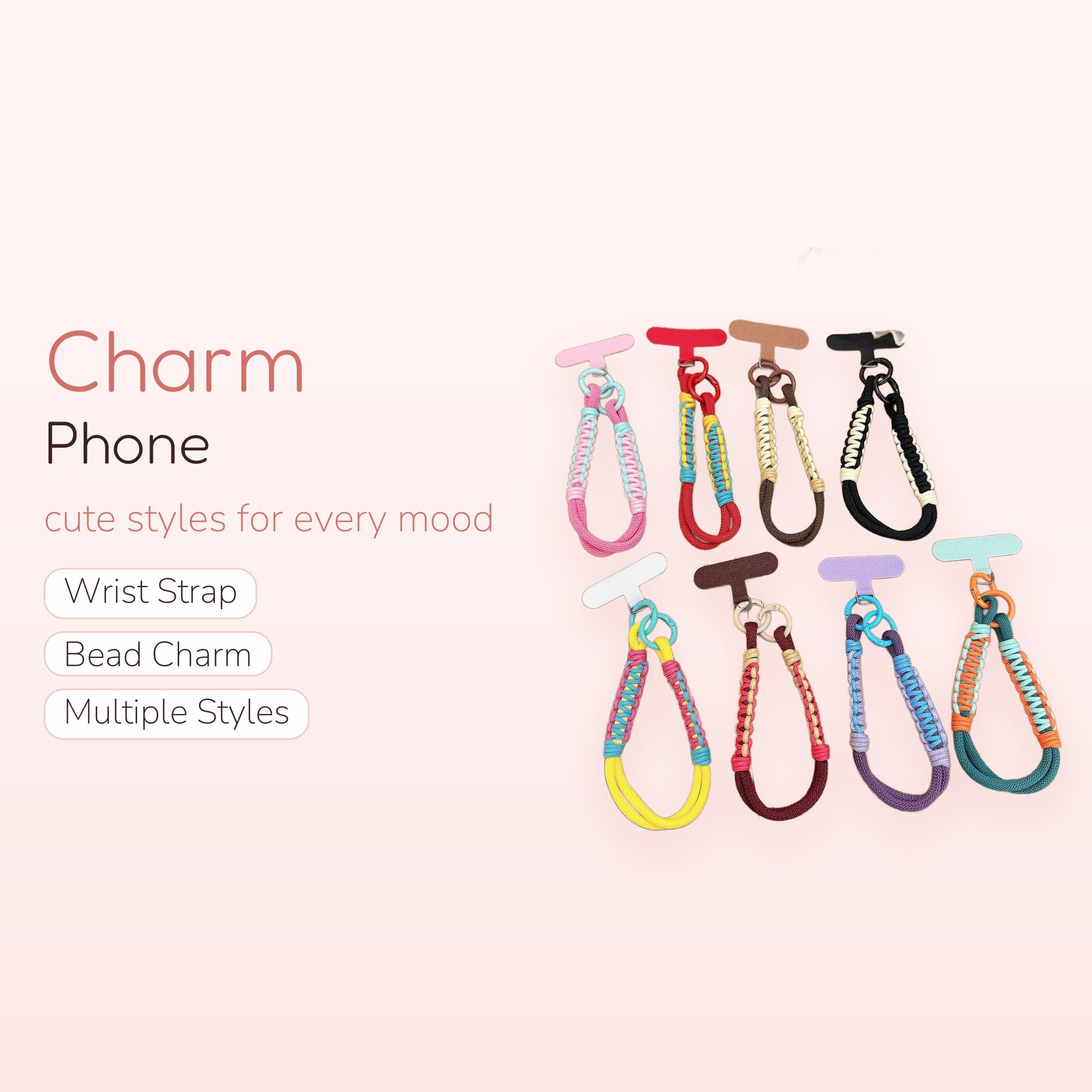 Colorful Braided Rope Phone Charm Strap | Aesthetic Wrist Lanyard