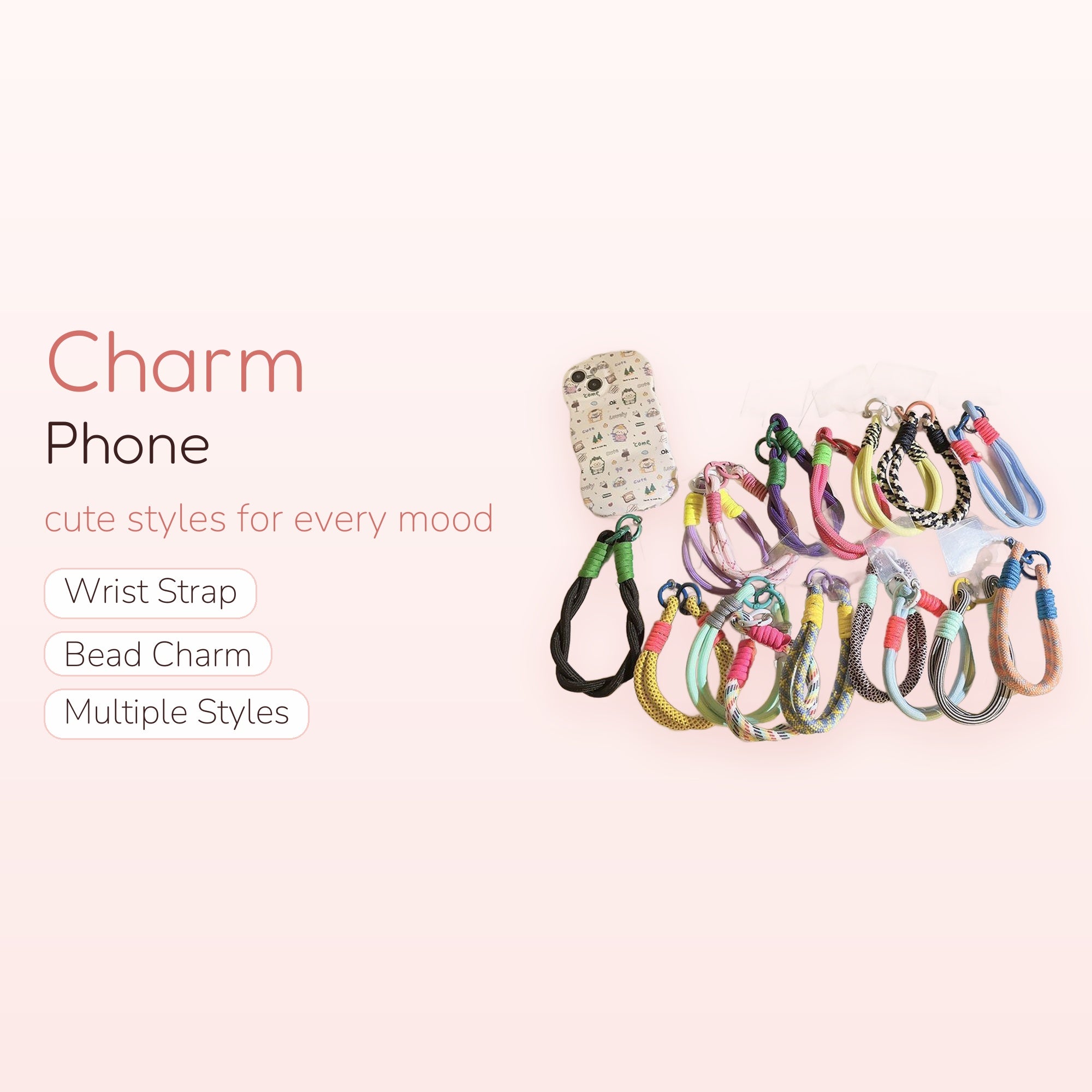 Colorful Braided Rope Phone Charm Strap | Cute Wrist Lanyard Keychain