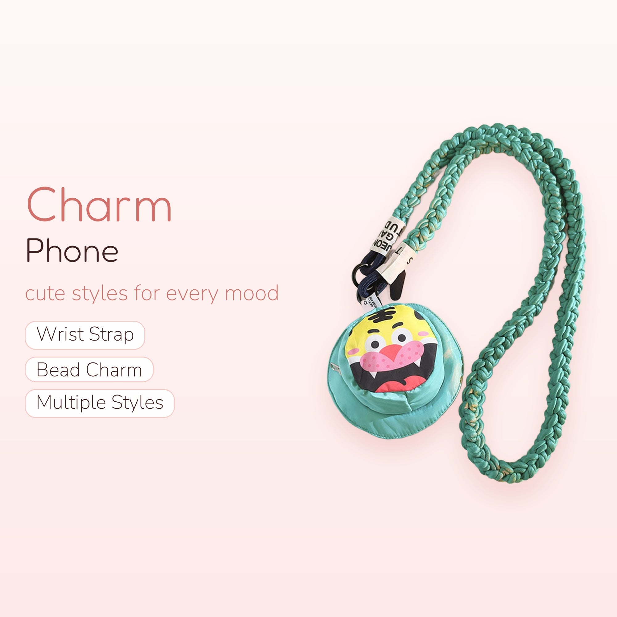 SIMPLYBUBBI — Teal Braided Phone Lanyard | Cute Tiger Bucket Hat Strap