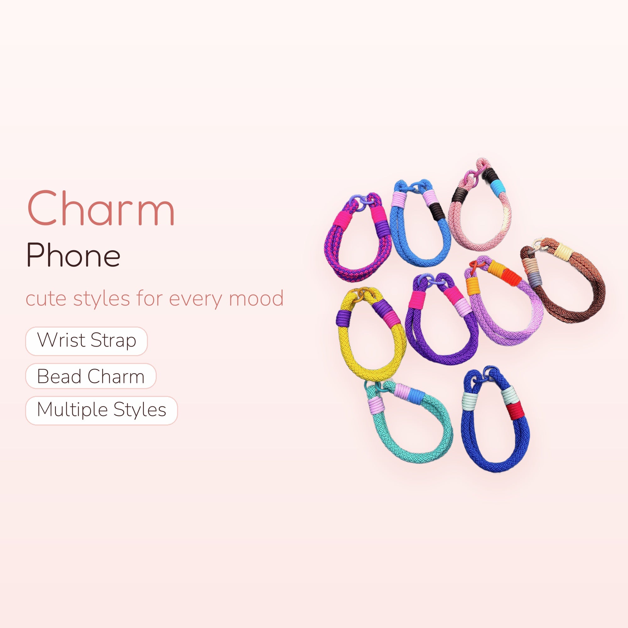 Colorful Braided Rope Phone Charm | Aesthetic Wrist Lanyard Strap