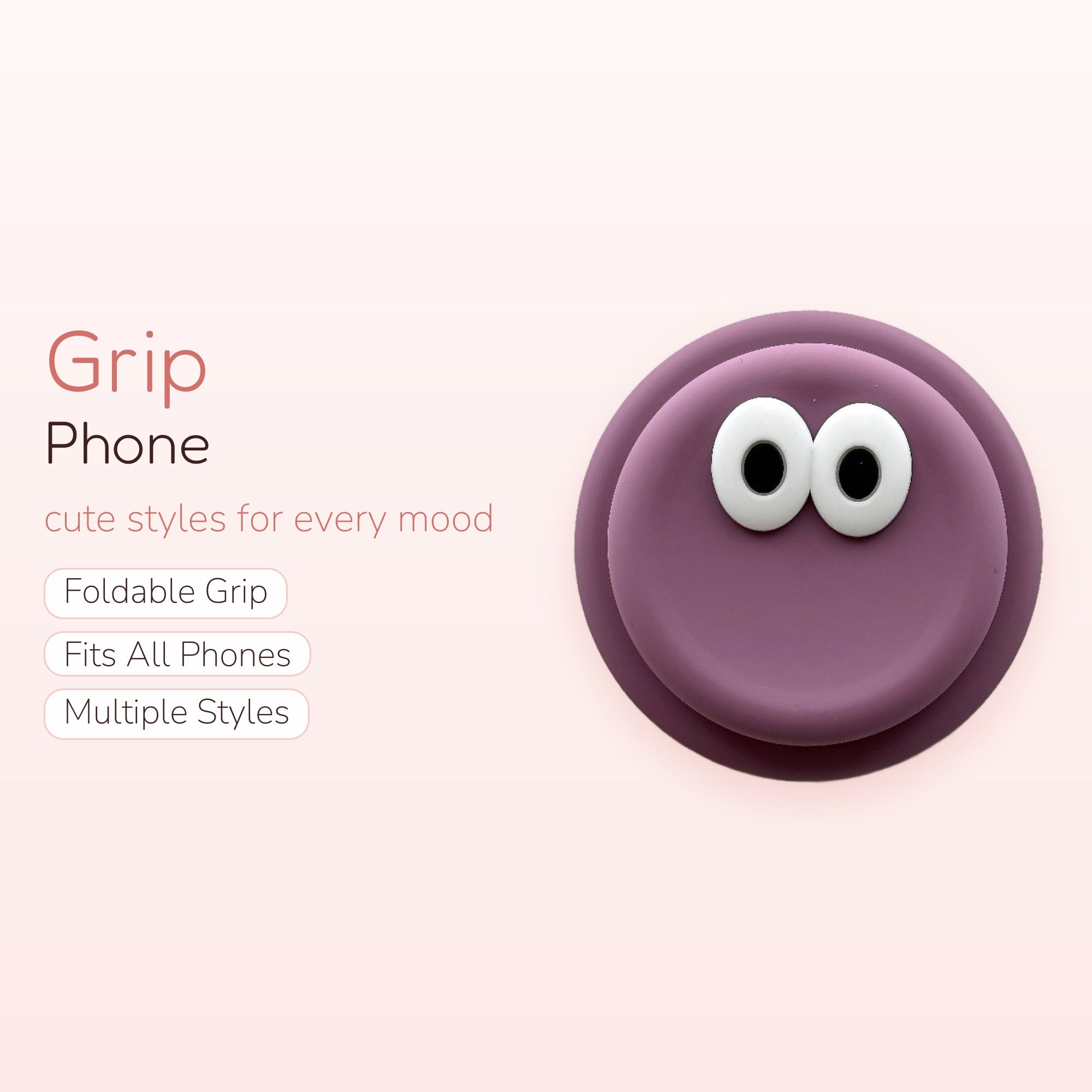 Purple Instagram Monster Phone Grip | Cute Googly Eye Pop Socket Stand
