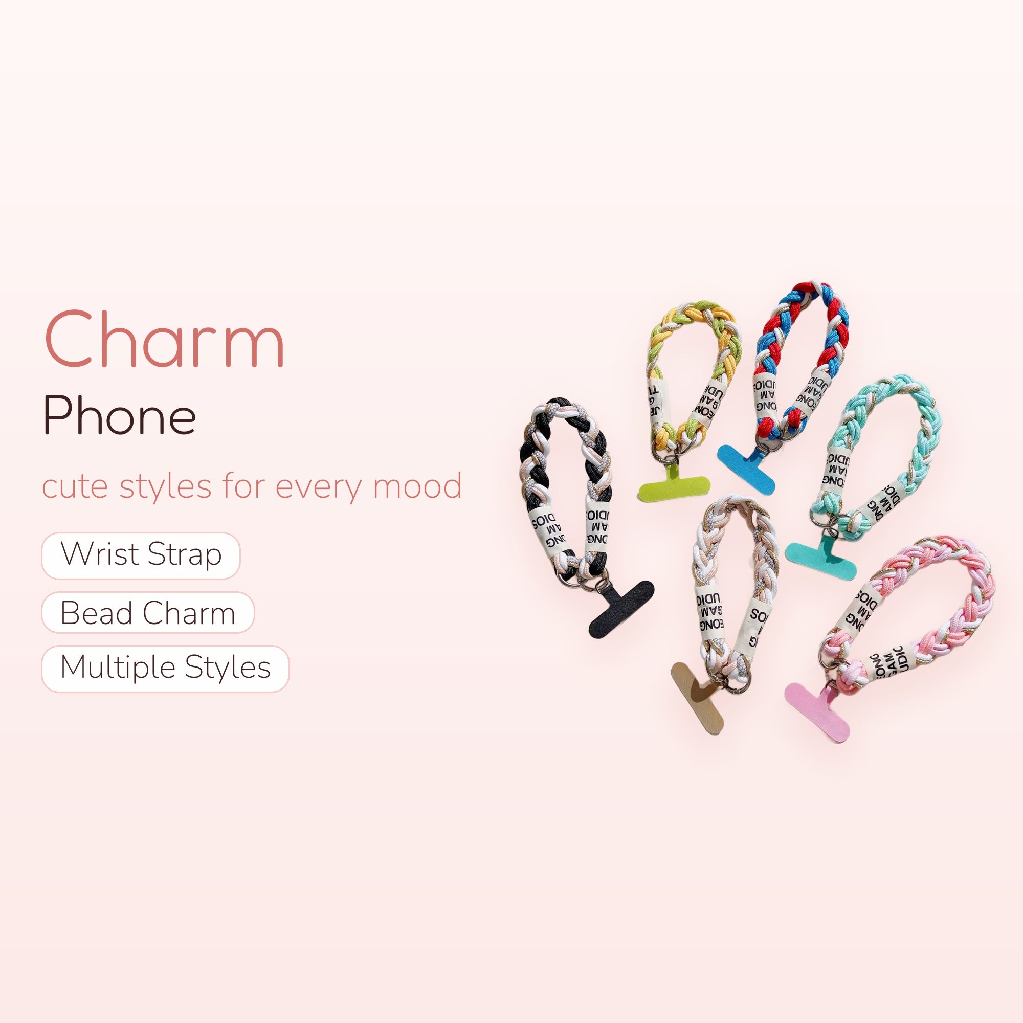 Braided Colorful Phone Charm Strap | Aesthetic Woven Wrist Lanyard
