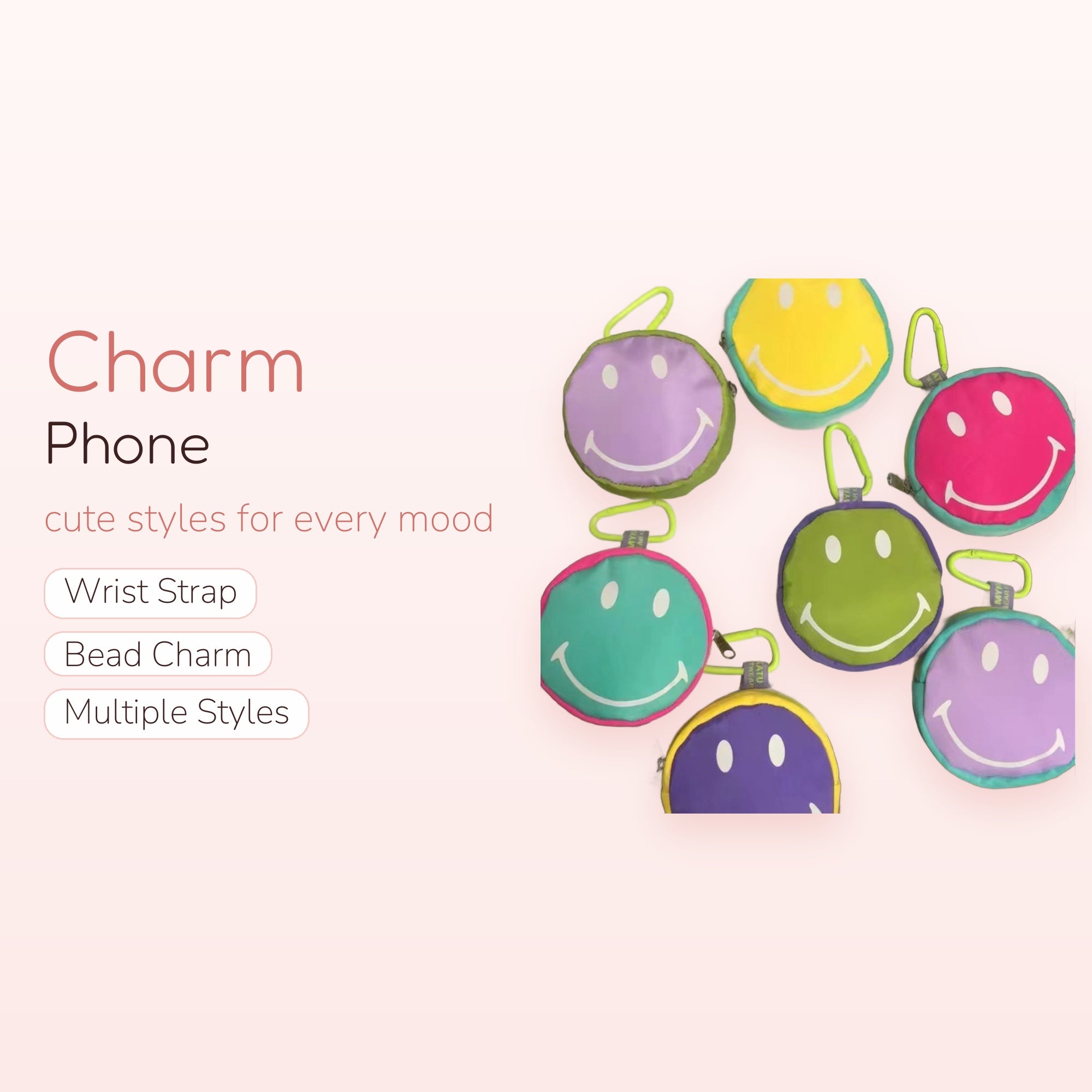 Colorful Smiley Face Phone Charm | Y2K Aesthetic Keychain Bag Charm