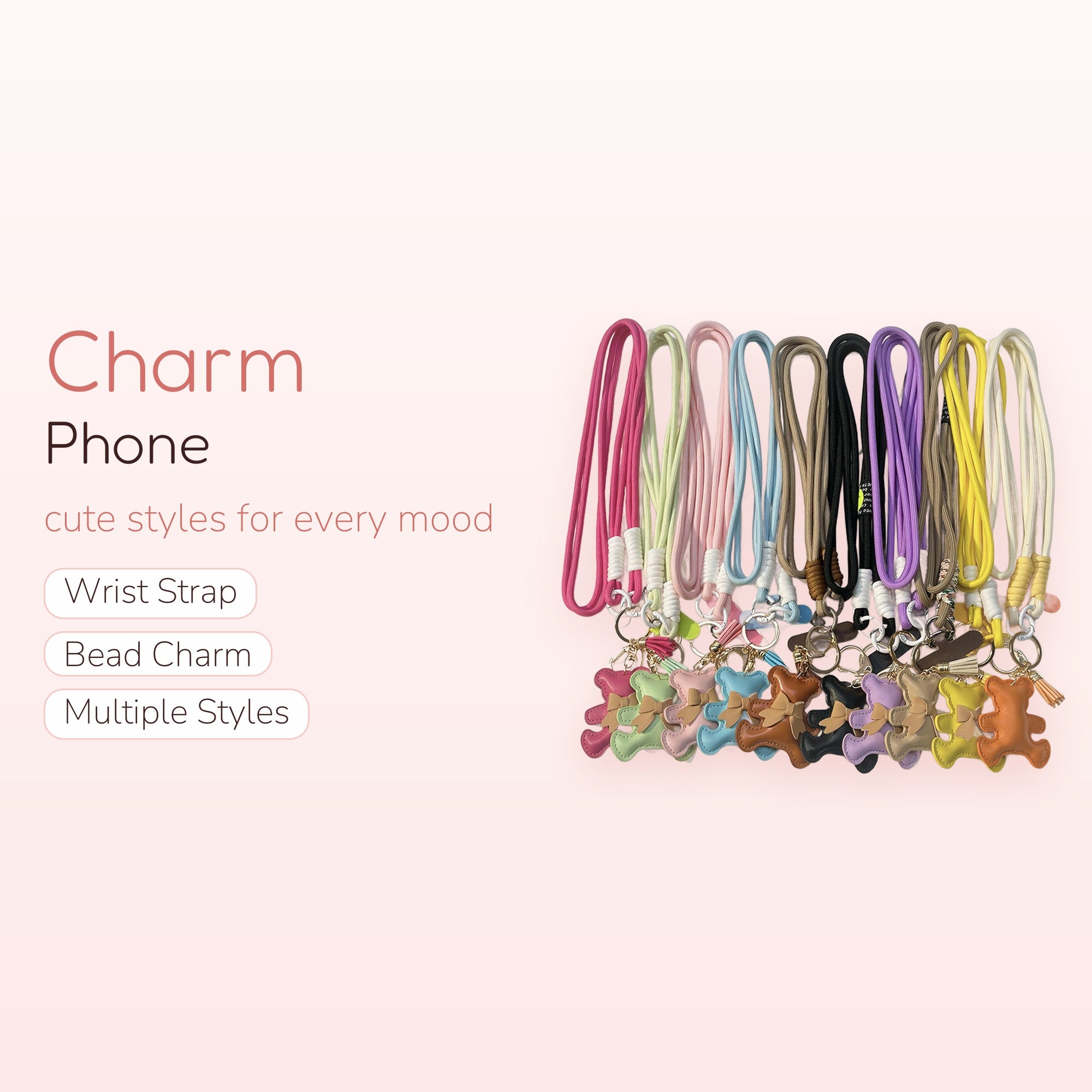 Cute Bear Charm Phone Lanyard | Colorful Adjustable Neck Strap