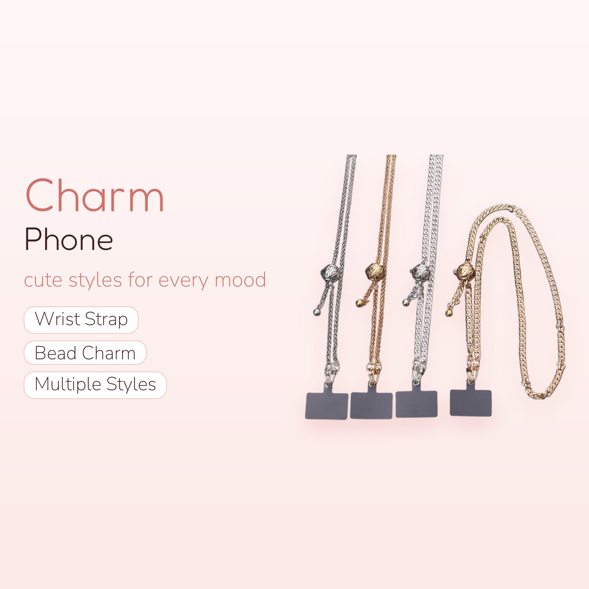 Adjustable Gold & Silver Chain Phone Lanyard | Chic Metal Strap with Globe Slider