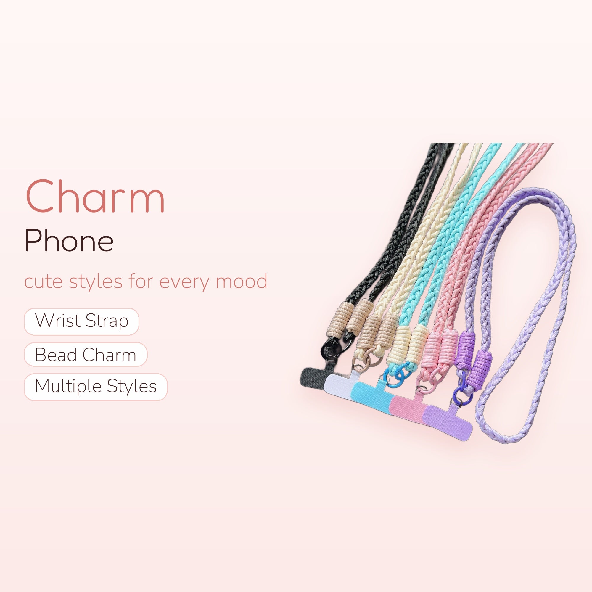 Braided Pastel Phone Lanyard Strap | Cute Woven Wristlet for Phone