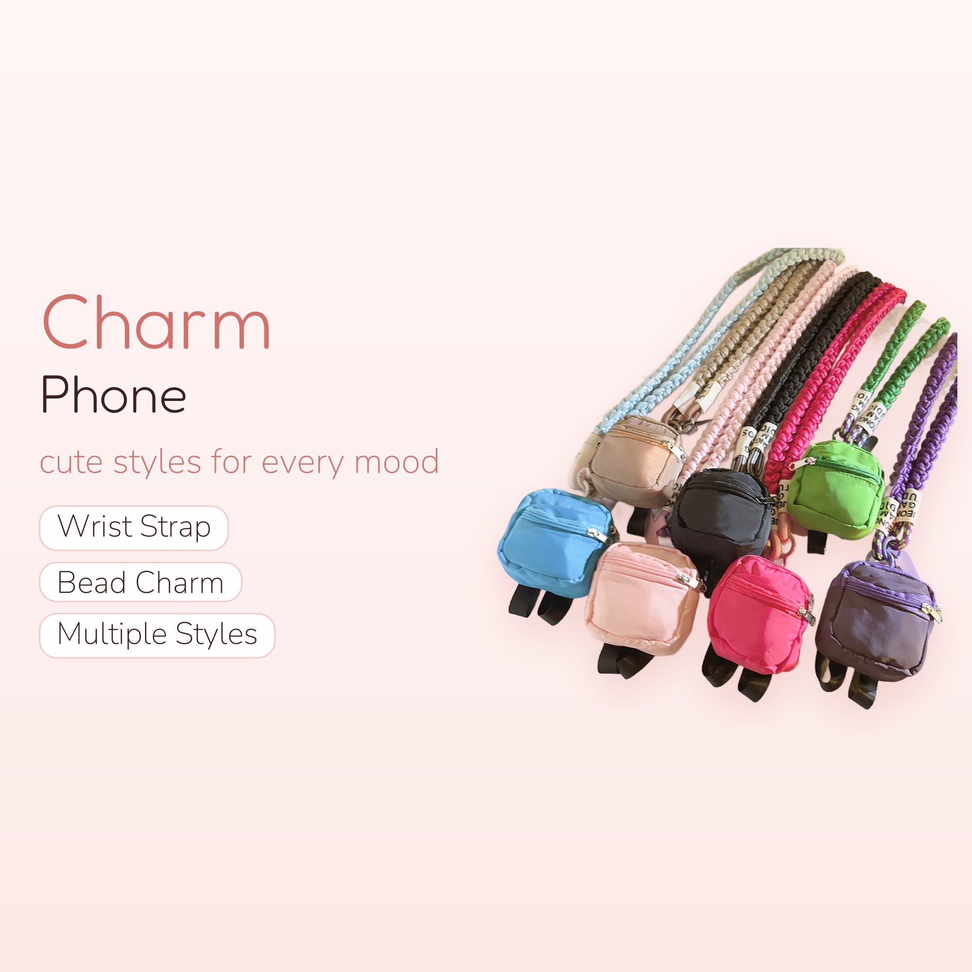 Mini Backpack Phone Charm Lanyard | Cute Braided Wrist Strap Keychain
