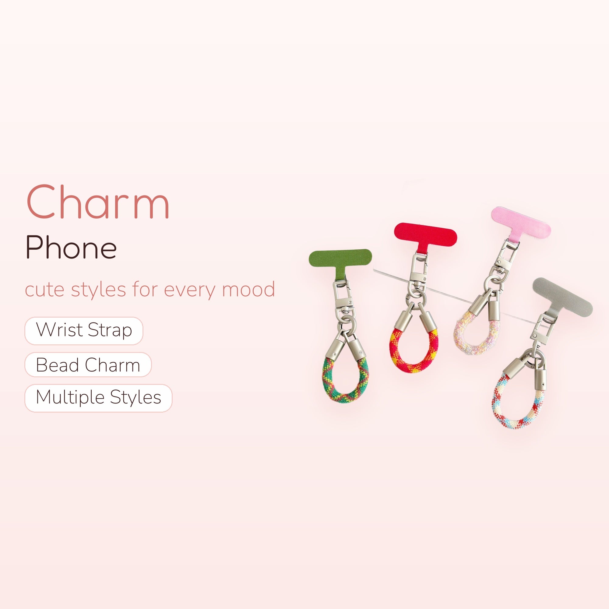 Colorful Braided Rope Phone Charm | Aesthetic Wrist Lanyard with Metal Clasp