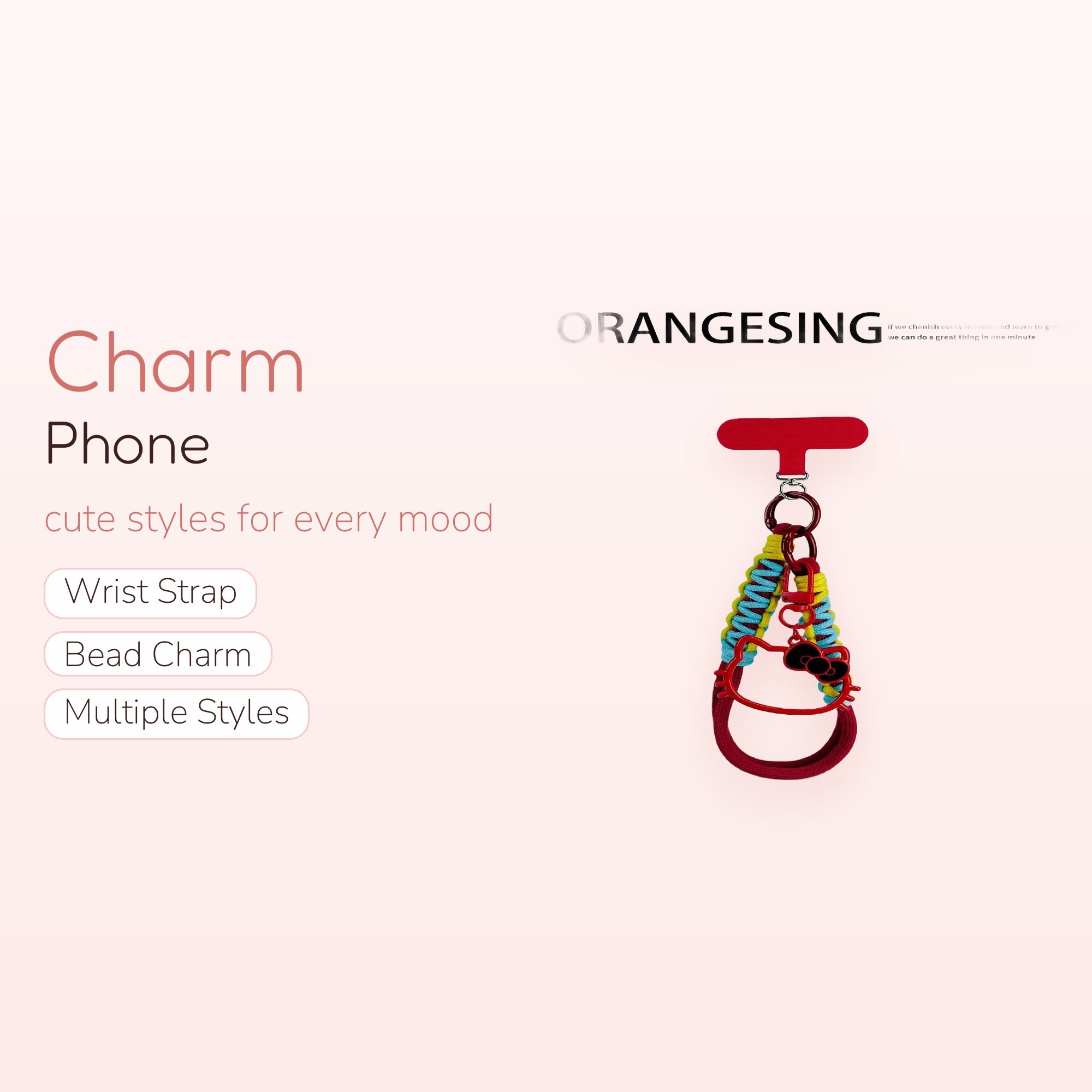 Hello Kitty Braided Phone Charm | Red & Yellow Wrist Lanyard with Hello Kitty Charm