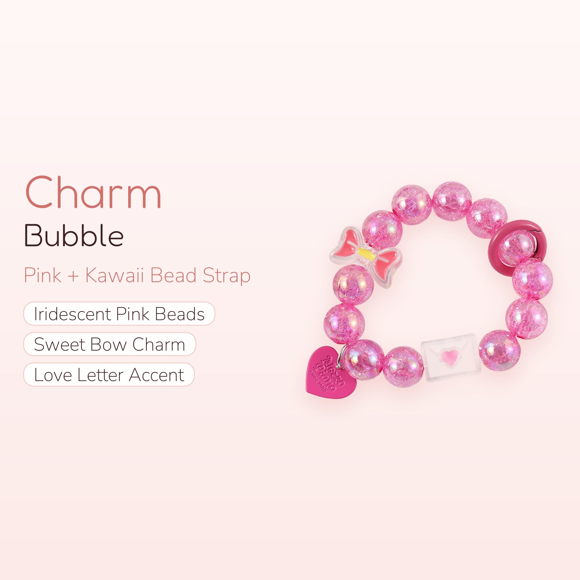 Pink Bubble Bead Phone Charm Strap | Kawaii Wrist Lanyard