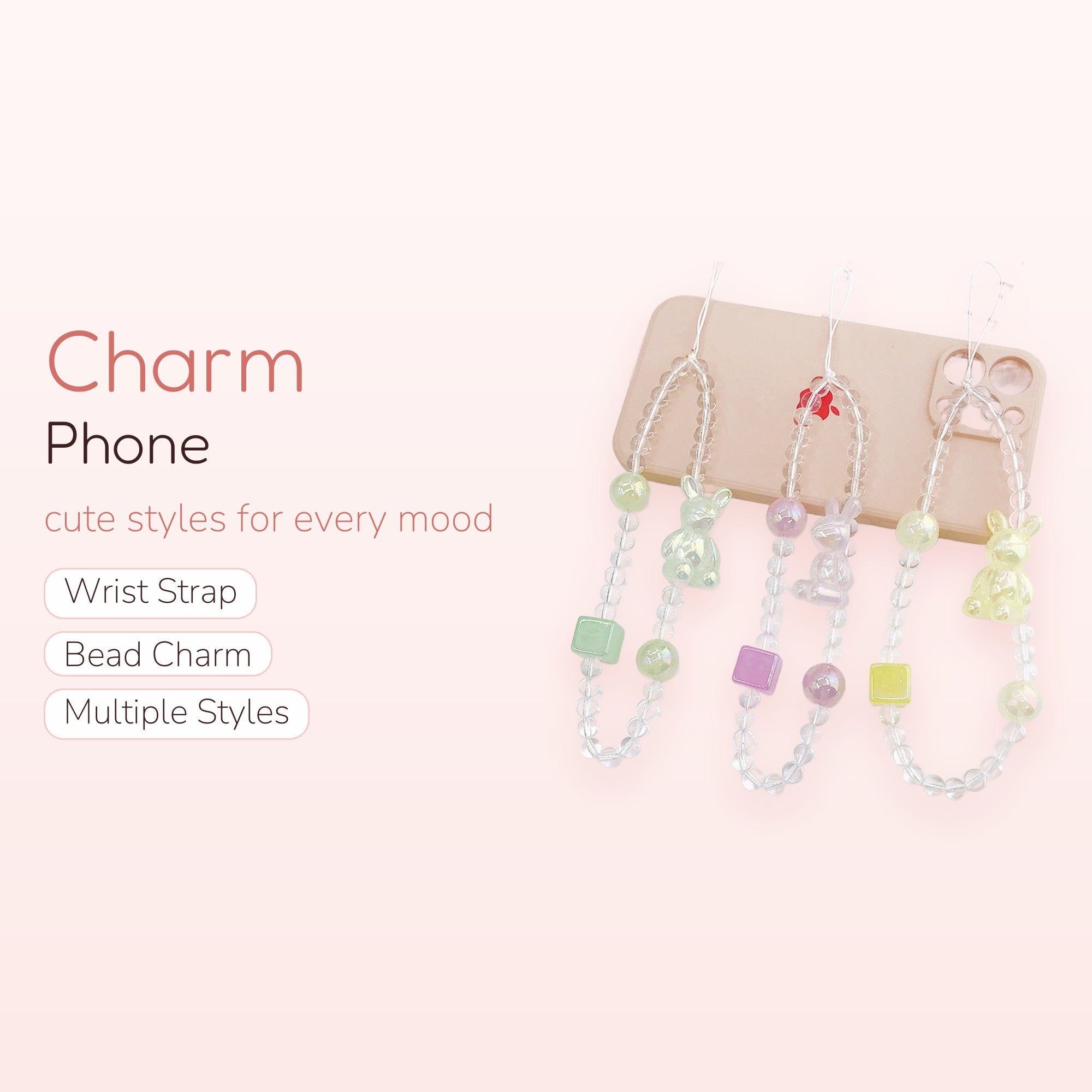 Bunny Babe — Iridescent Bunny Phone Charm Wrist Lanyard