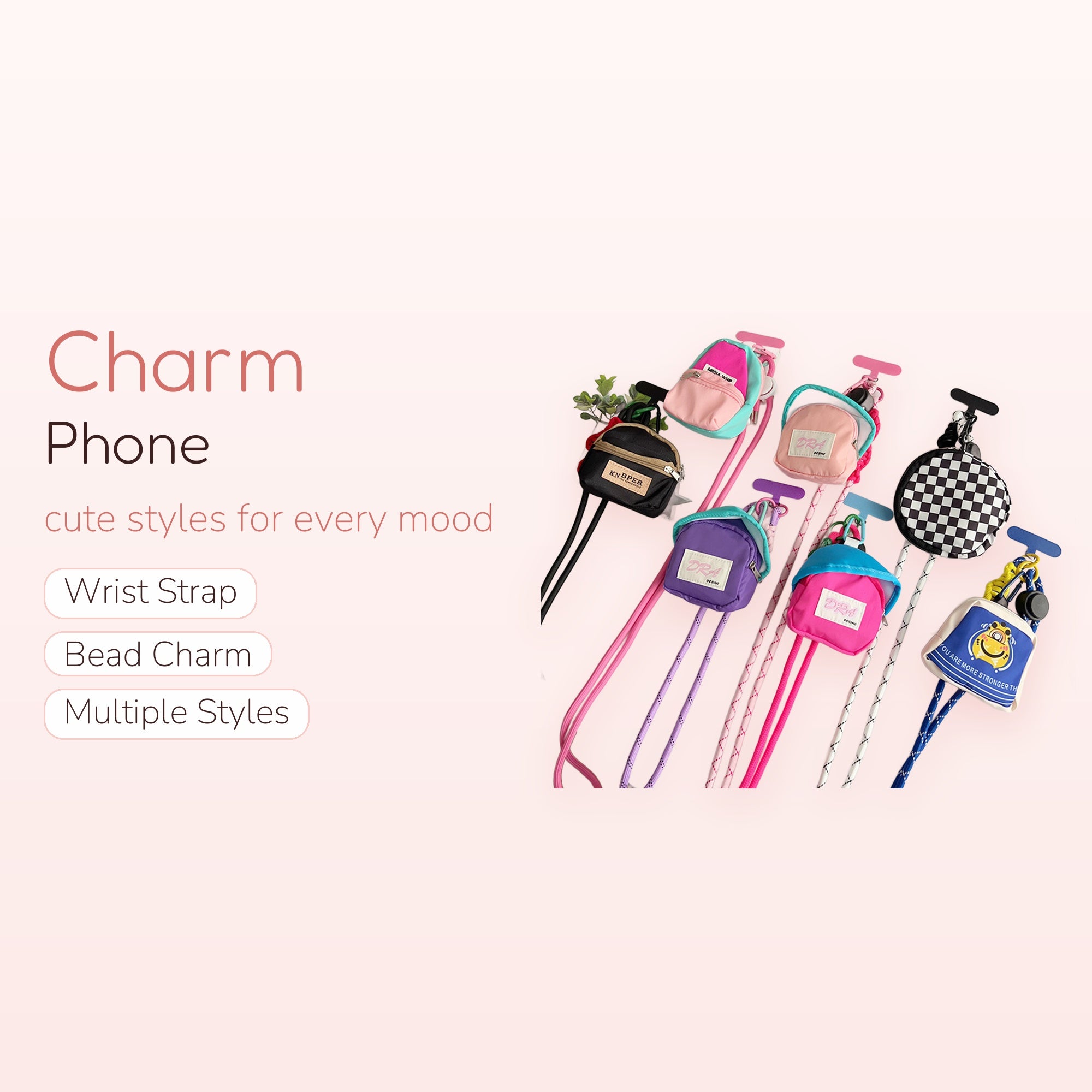 Mini Backpack Phone Charm Lanyard | Kawaii Crossbody Phone Strap with Pouch