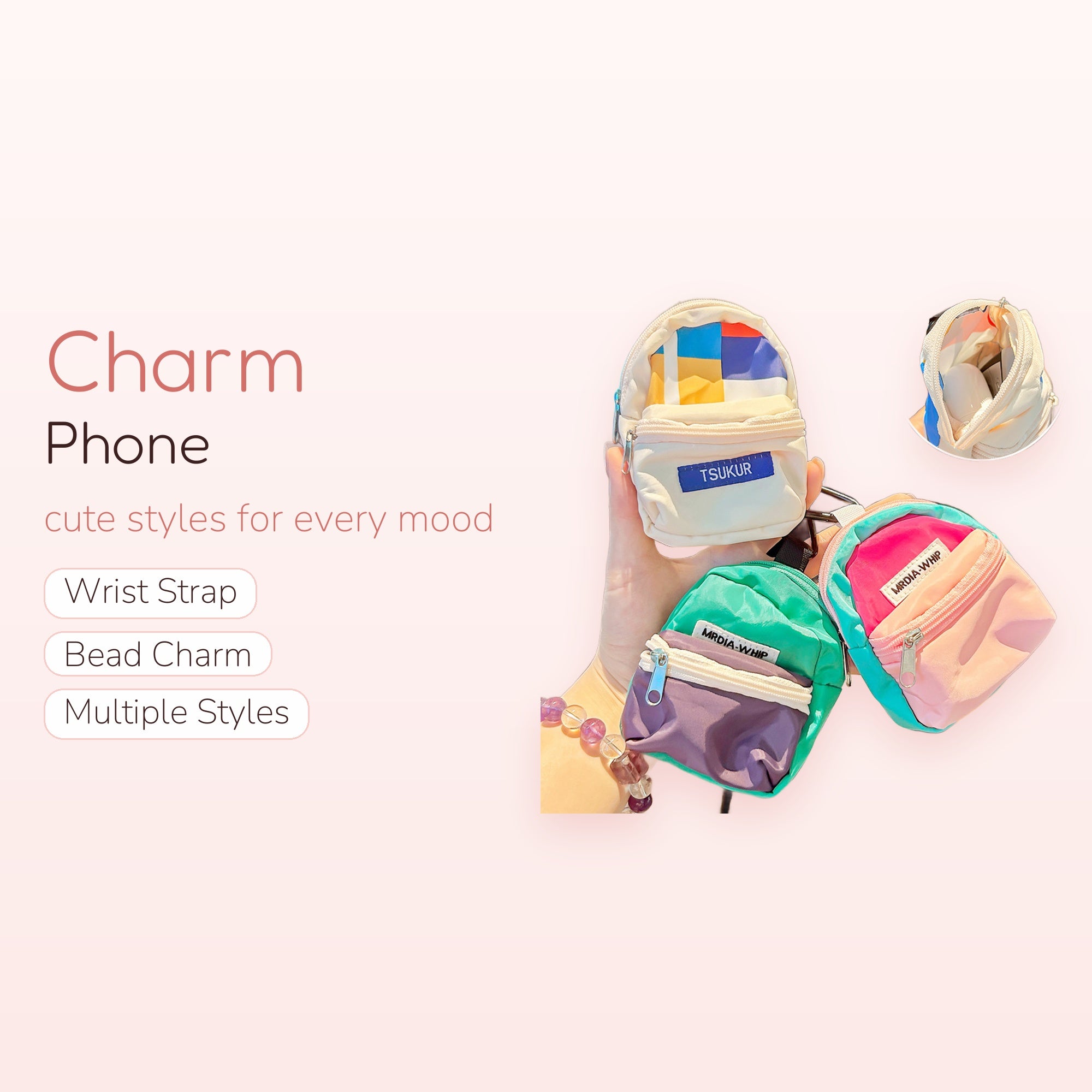 Mini Backpack Phone Charm | Cute Keychain Bag for Earbuds & Small Items