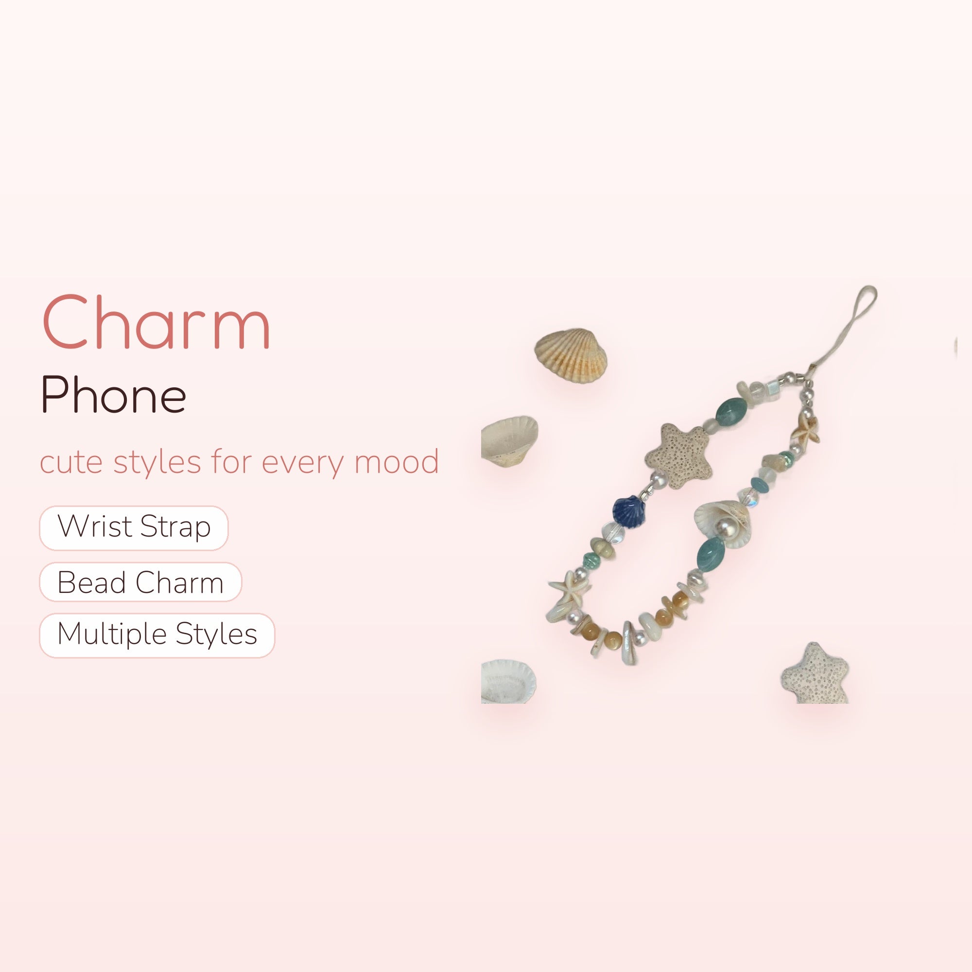 SIMPLYBUBBI — Seashell & Starfish Ocean Beaded Phone Strap | Beach Lanyard