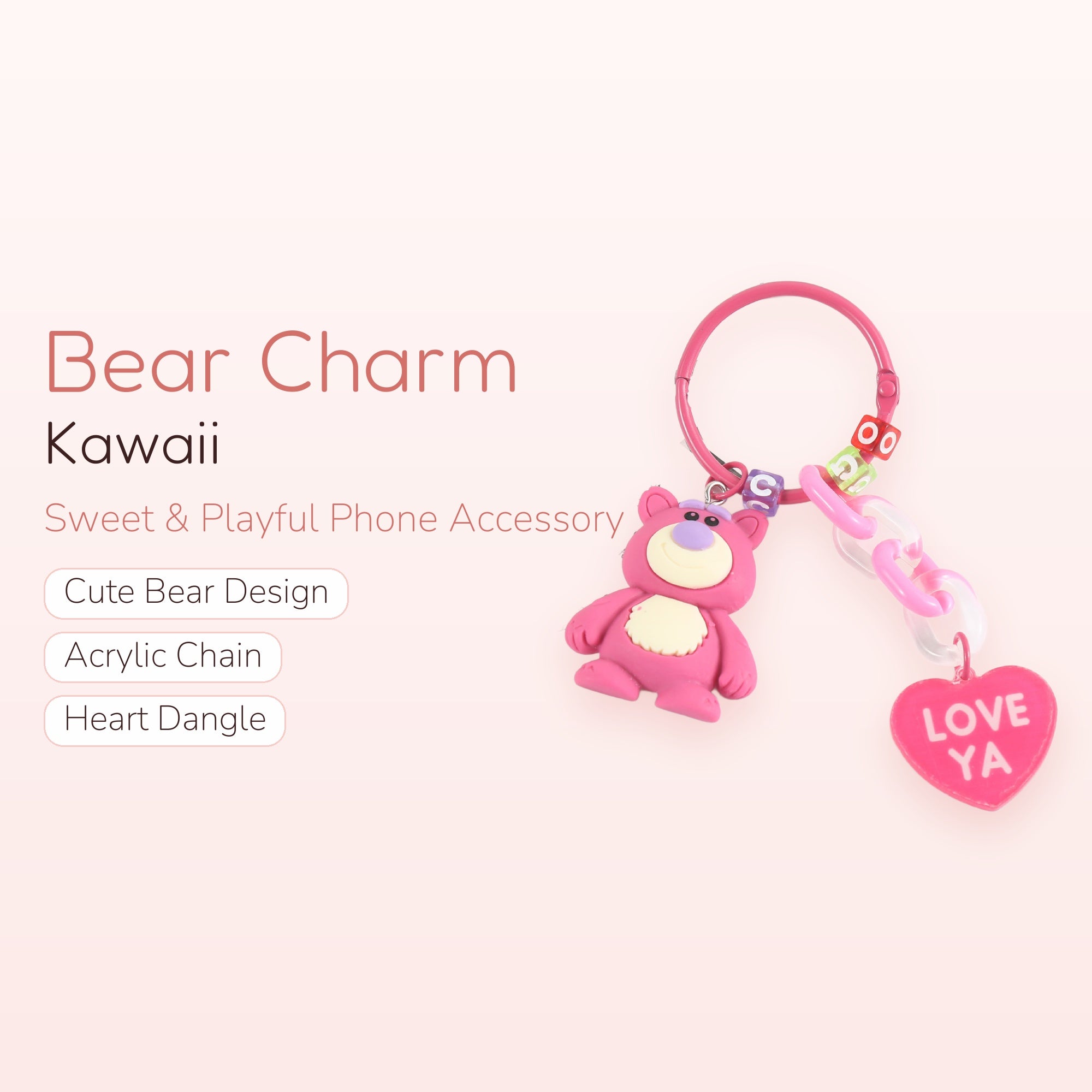 Blossom Season — Pink Sakura Beaded Phone Charm Strap