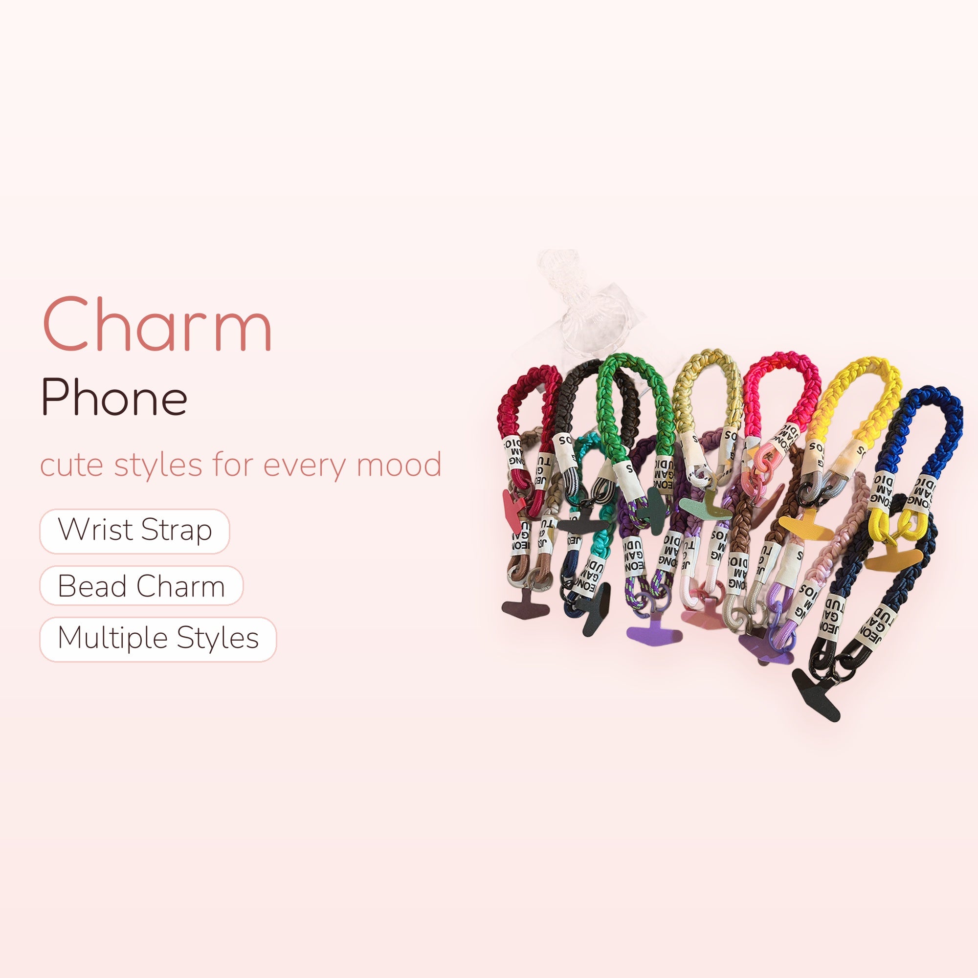 Colorful Braided Rope Phone Charm Strap | Aesthetic Wrist Lanyard with Phone Patch