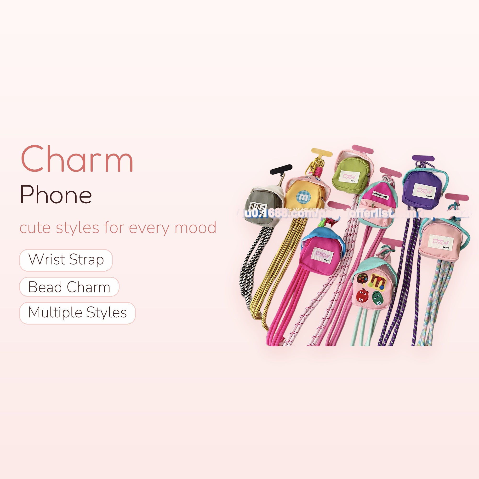 Kawaii Mini Backpack Phone Charm Lanyard | Colorful Shoulder Strap Phone Holder