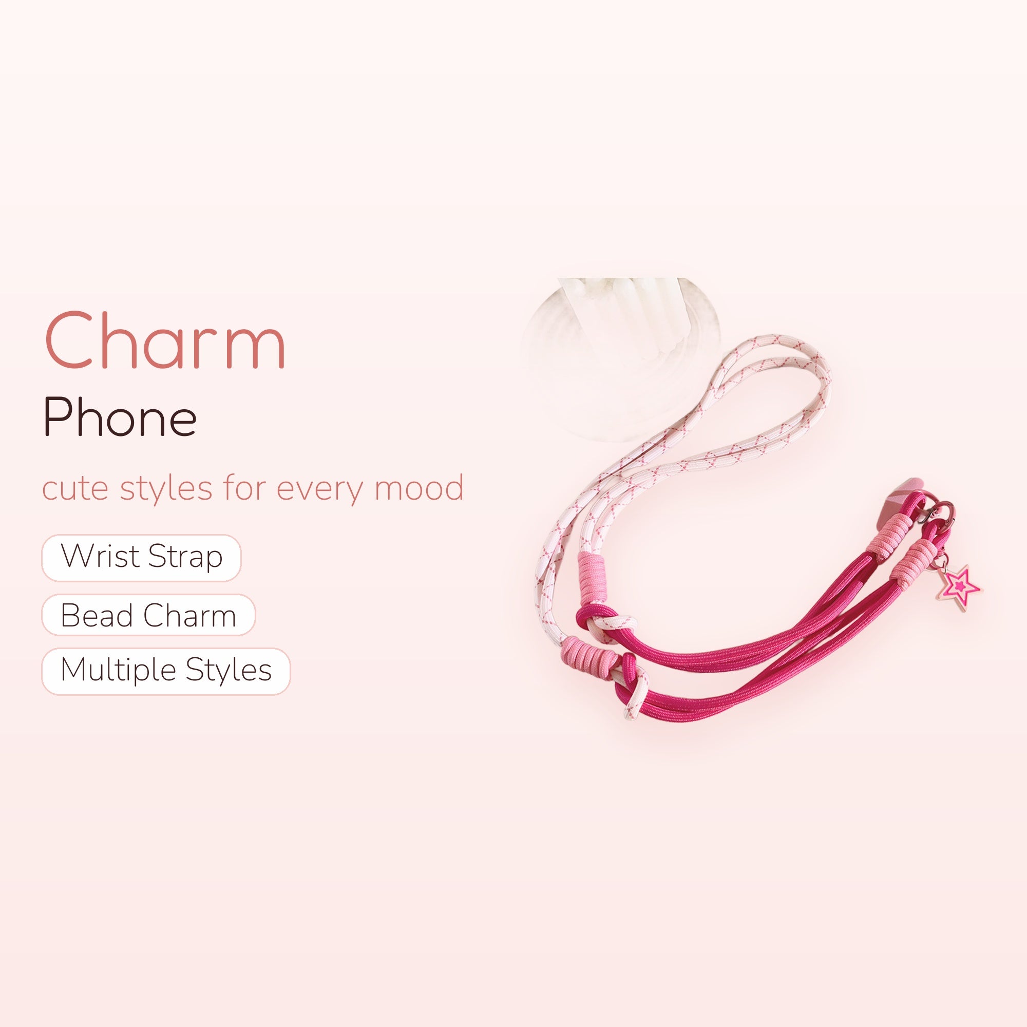 Pink & Hot Pink Star Phone Lanyard | Aesthetic Crossbody Strap