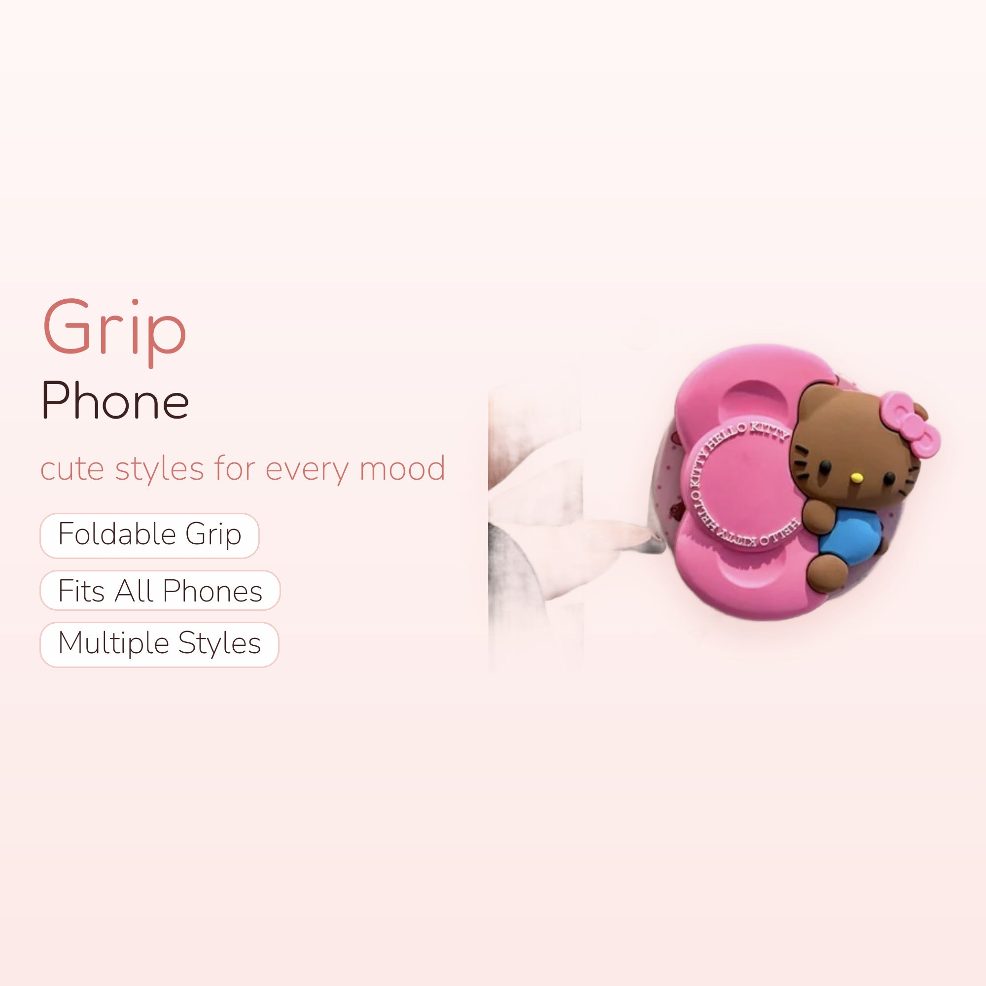 Pink Bow Era — Hello Kitty Brown & Pink Phone Grip Stand