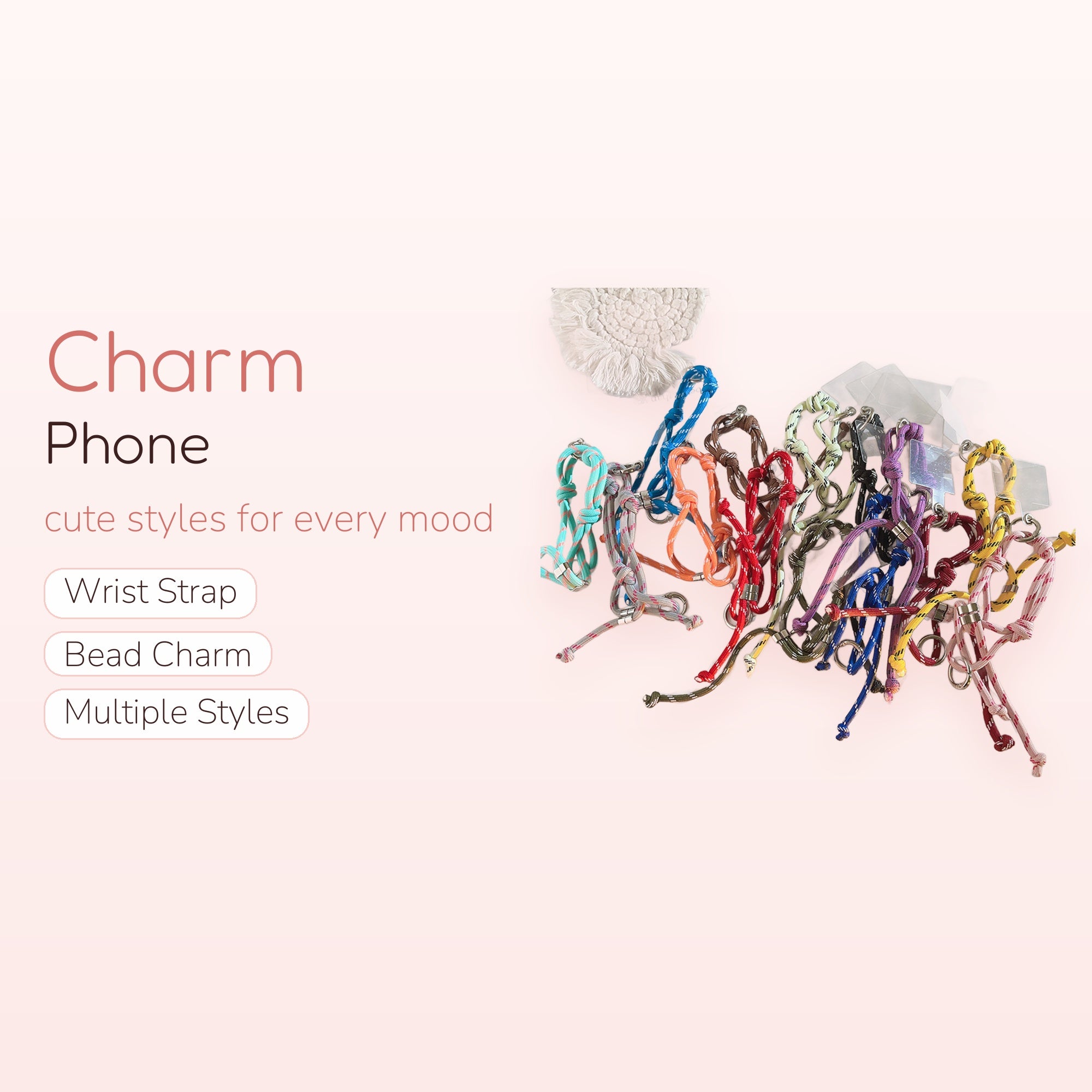SIMPLYBUBBI — Multi-Color Braided Cord Phone Lanyard | Adjustable Wrist/Neck Strap