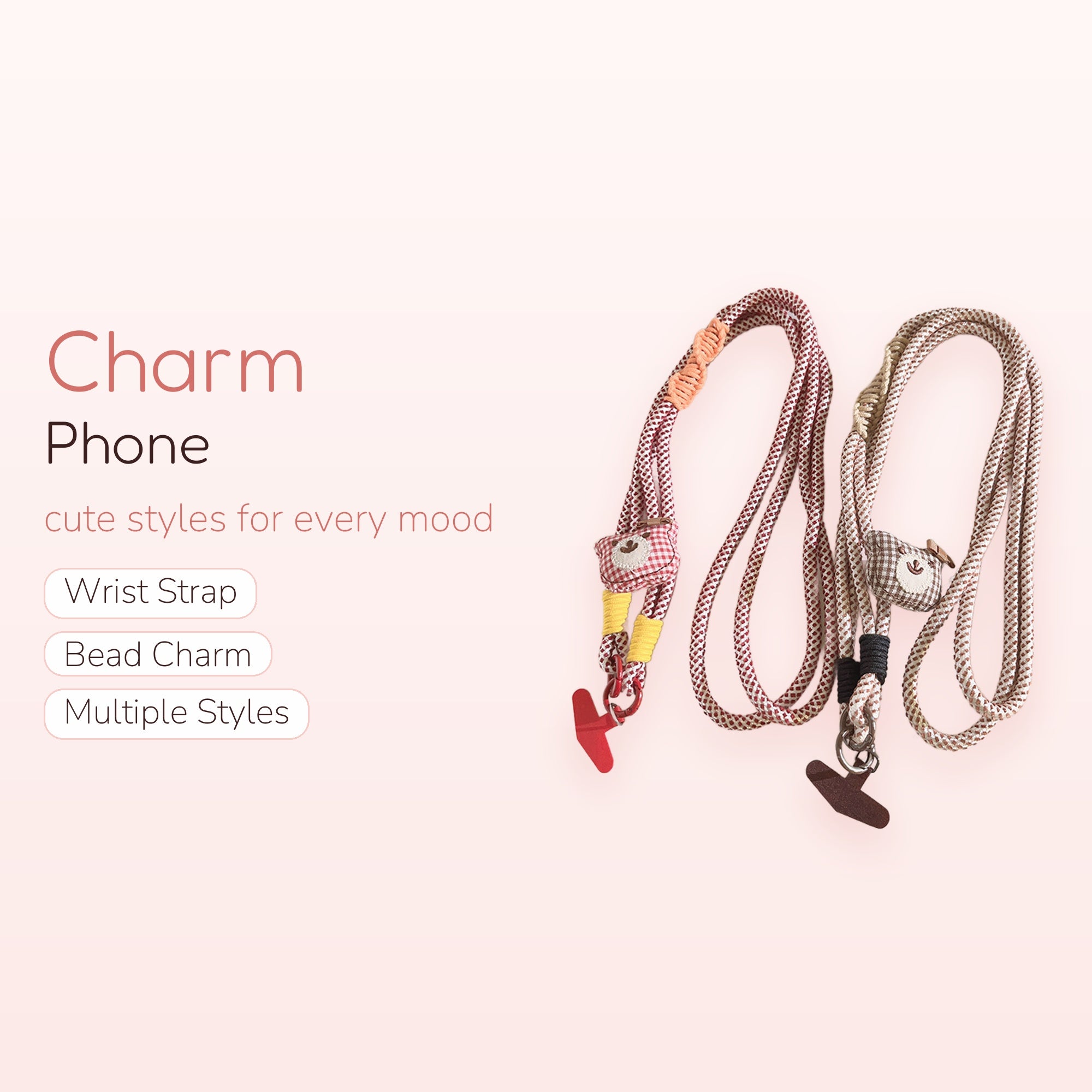 Cute Plaid Bear Phone Lanyard Strap | Aesthetic Crossbody Phone Charm