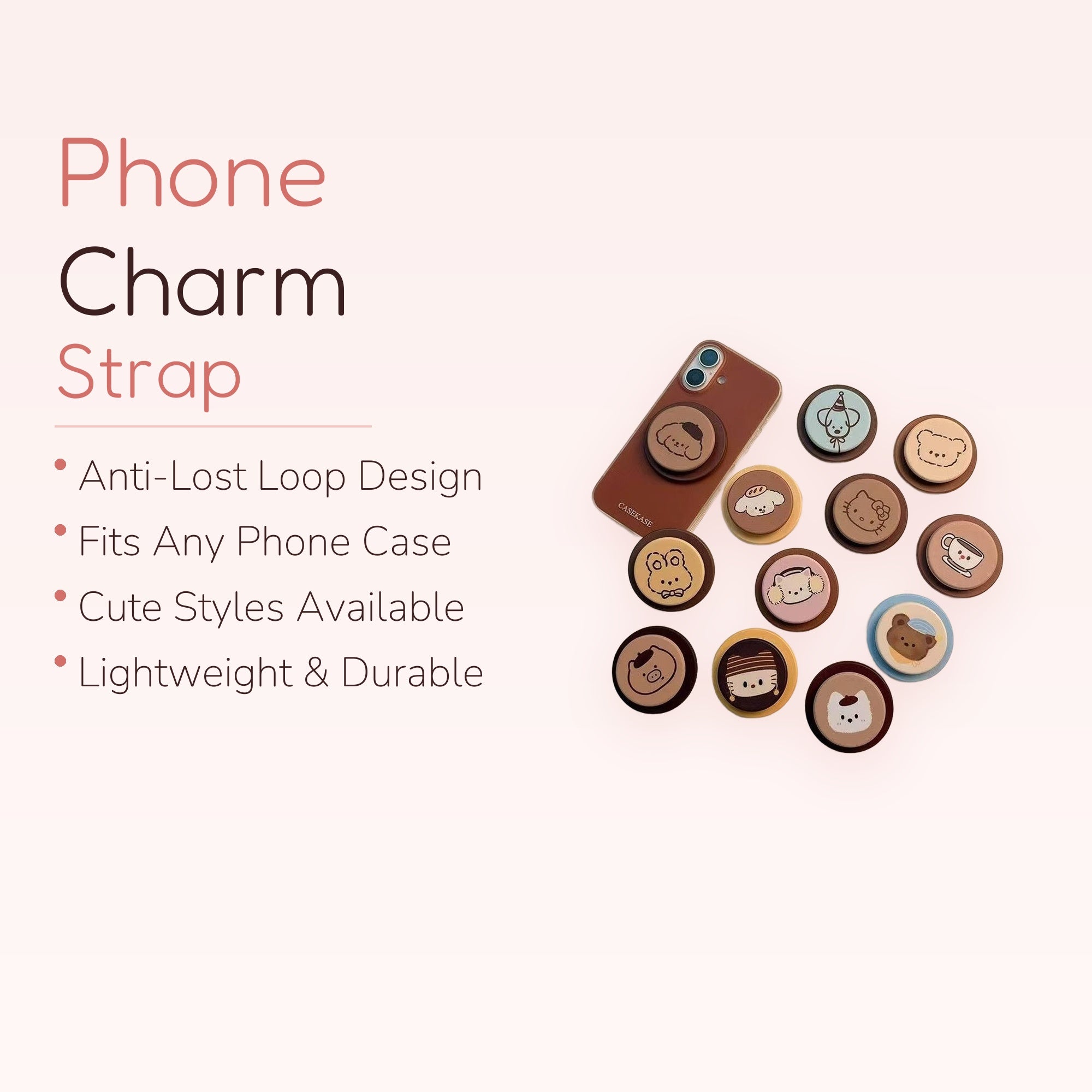 Kawaii Cartoon Animal Phone Grip | Cute Pop Socket Stand for iPhone & Android