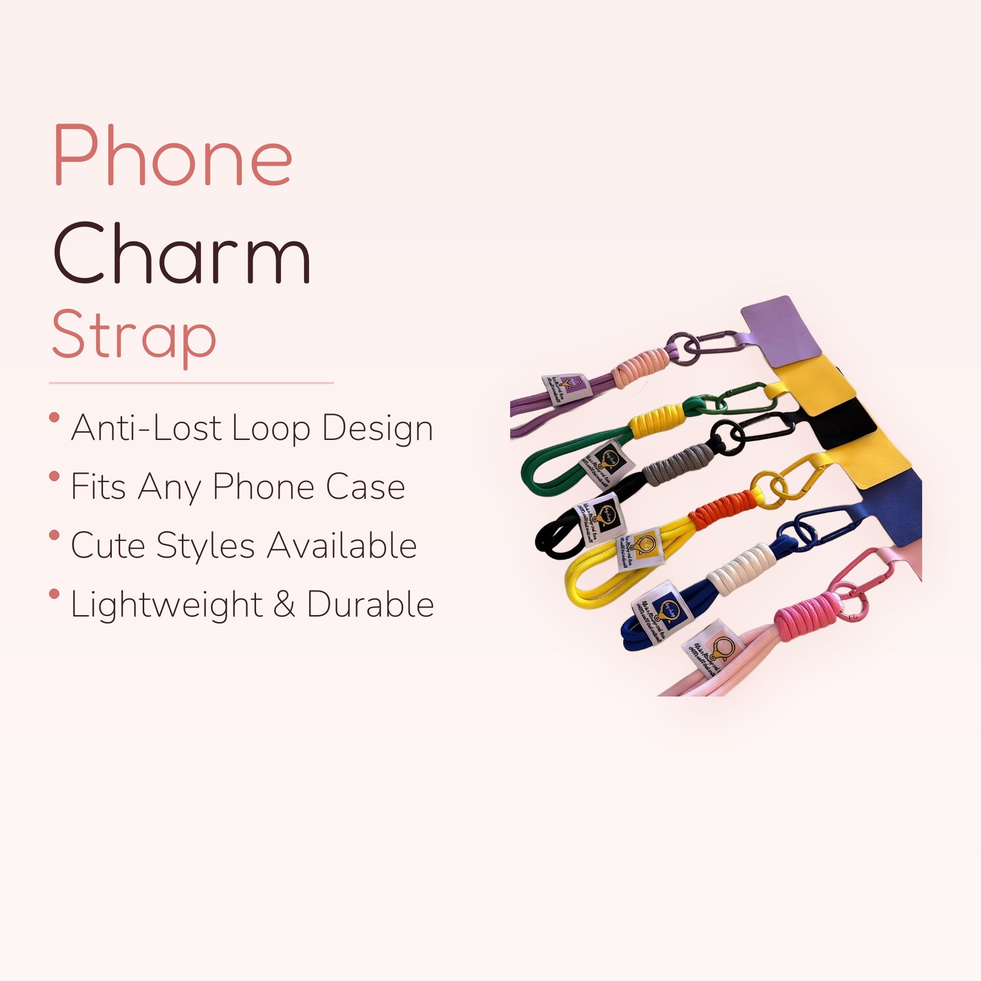 Colorful Braided Rope Phone Charm Strap | Aesthetic Wrist Lanyard with Carabiner Clip