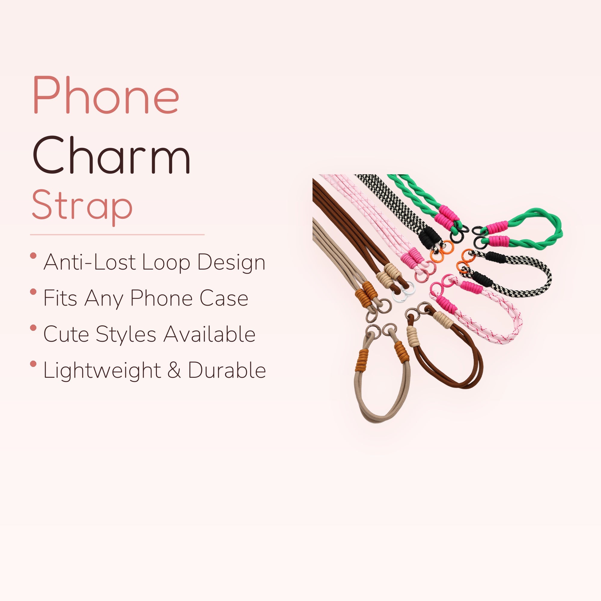 SIMPLYBUBBI — Two-Tone Cord Phone Handle | Colorful Looped Wristlet Keychains