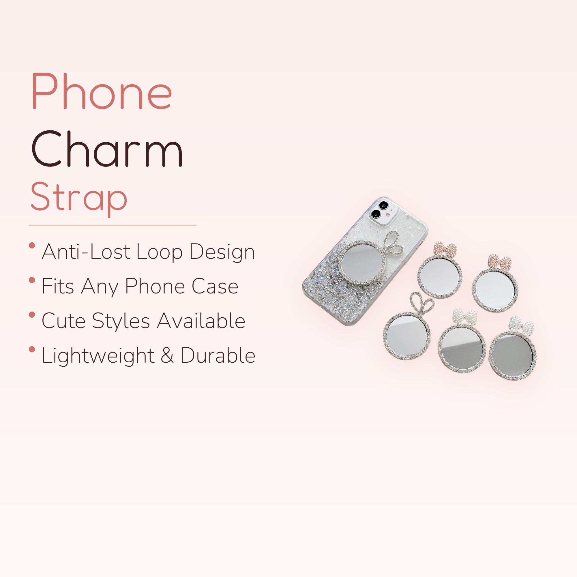 Sparkle Mirror Phone Grip | Rhinestone Bow Phone Stand | Kawaii Phone Accessory | Cute Pop Socket | Gift for Her