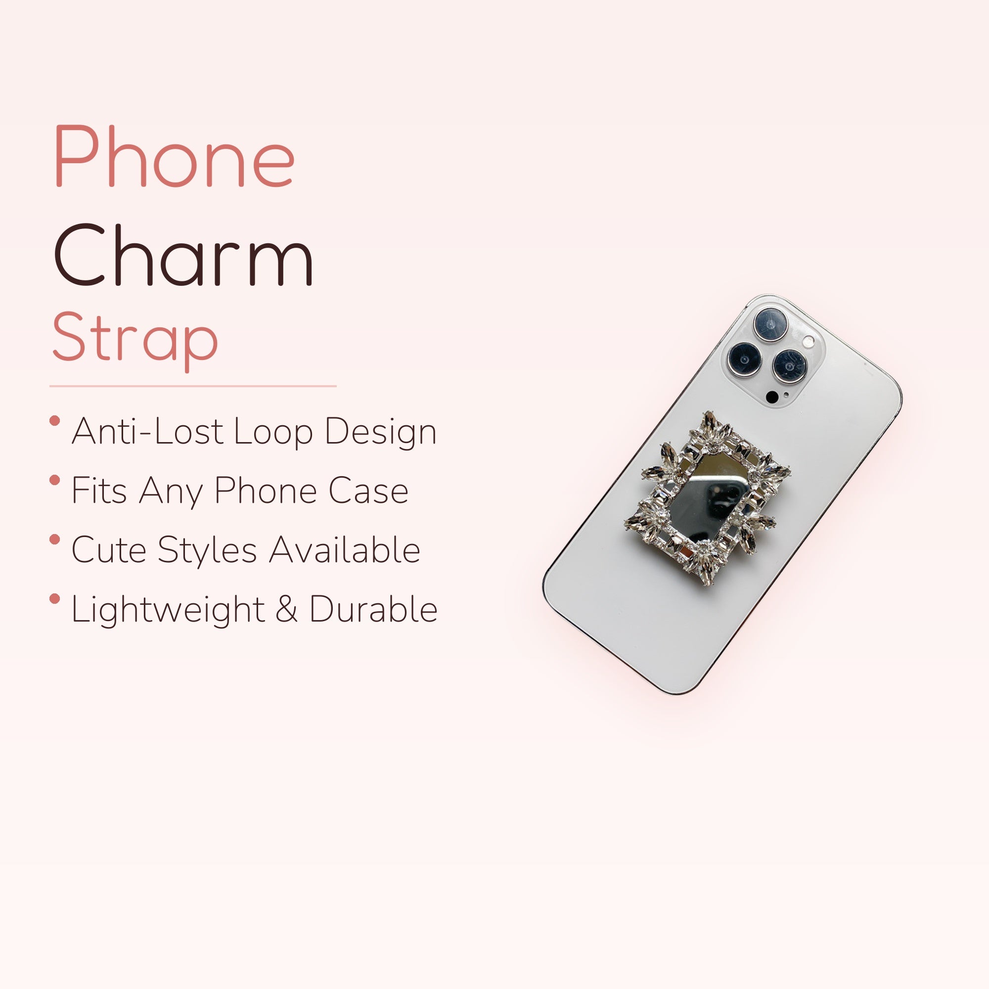 Rhinestone Mirror Phone Grip | Glamorous Crystal Pop Socket Stand