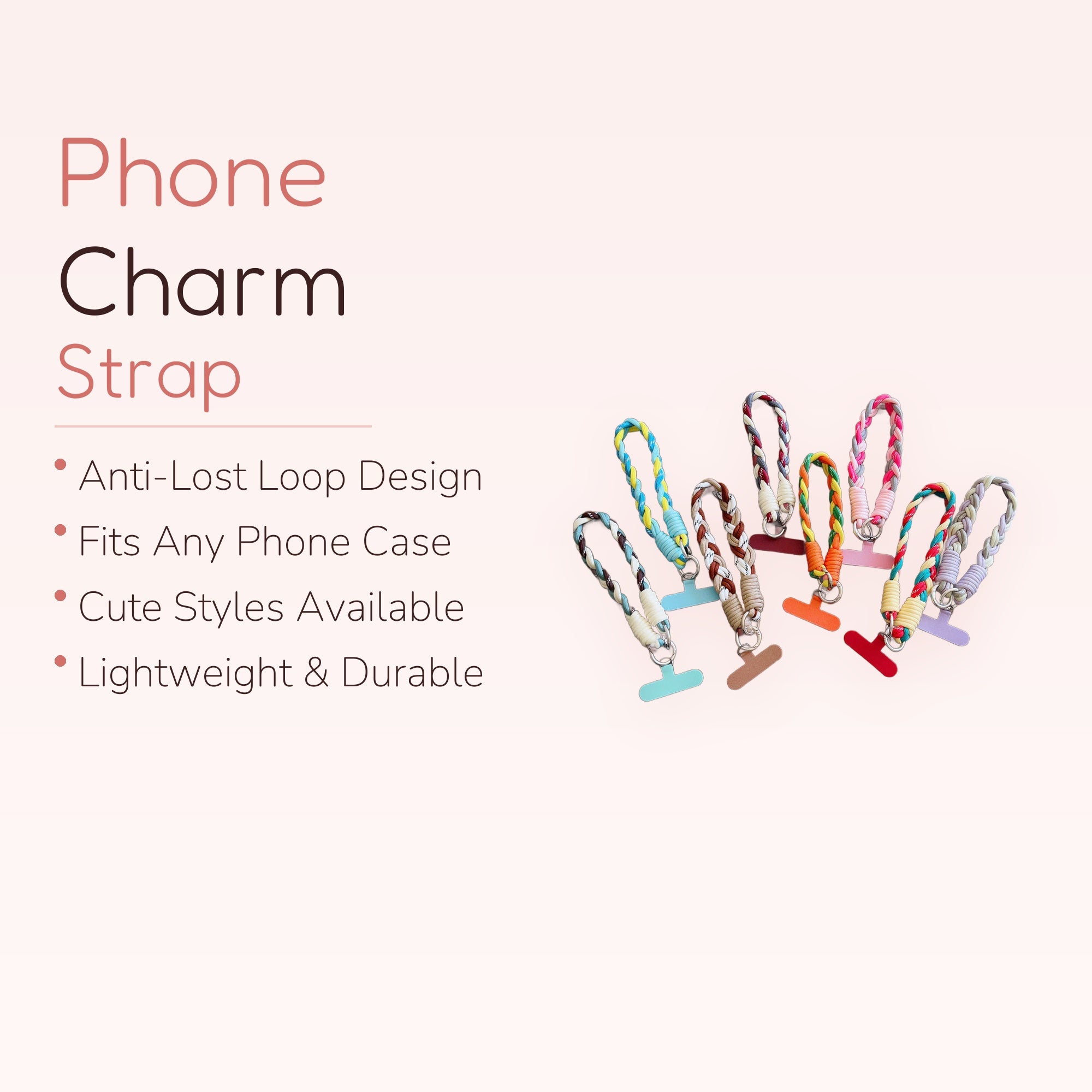 Braided Rope Phone Charm Strap | Colorful Wrist Lanyard