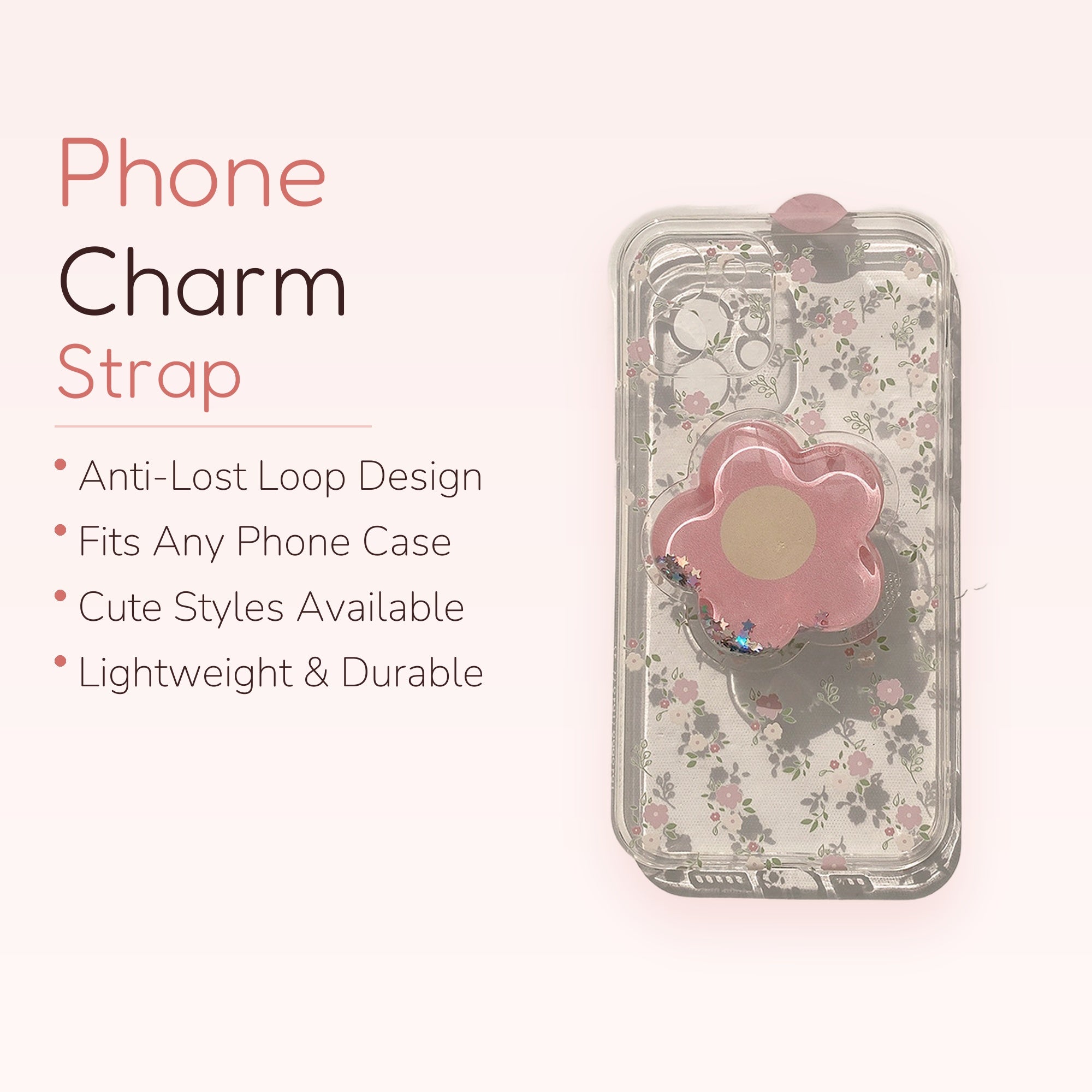 Cute Pink Floral Phone Grip Case | Kawaii Flower Pop Socket Cover | Aesthetic Phone Accessory | Gift for Her