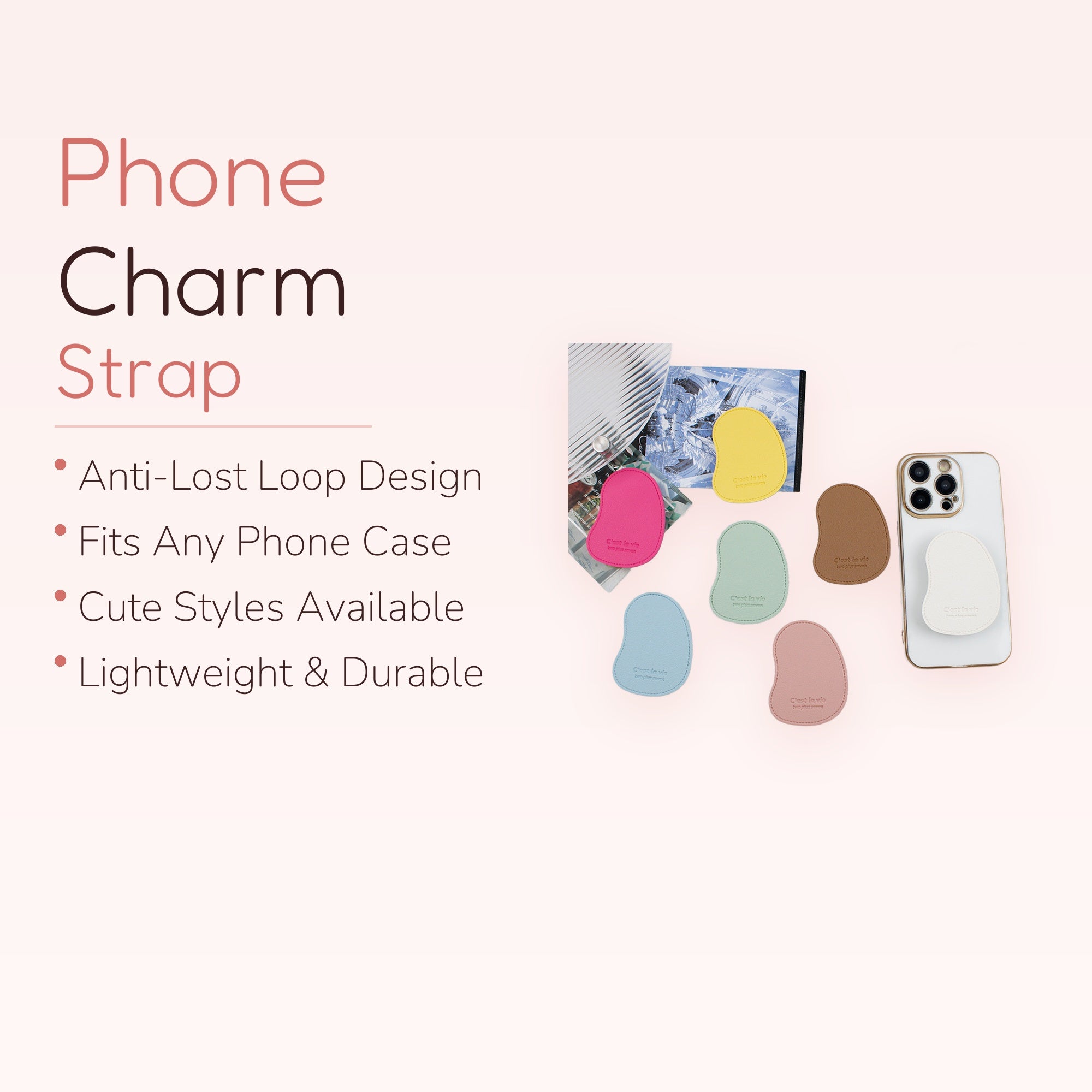 Aesthetic Irregular Shape Phone Grip | Cute Pastel Faux Leather Pop Socket Stand