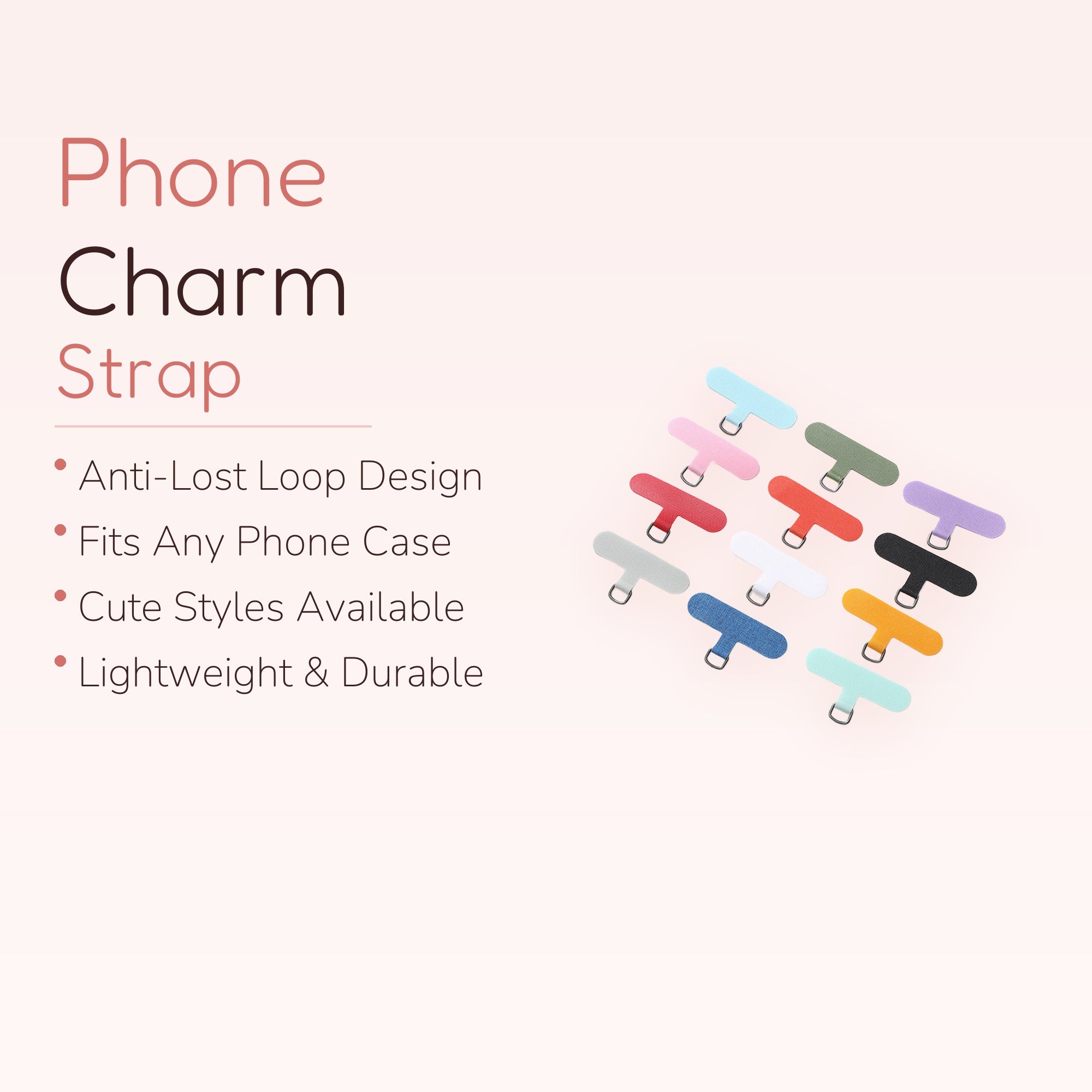 SIMPLYBUBBI — Assorted Solid Phone Lanyard Patches | Universal Phone Tether Tabs