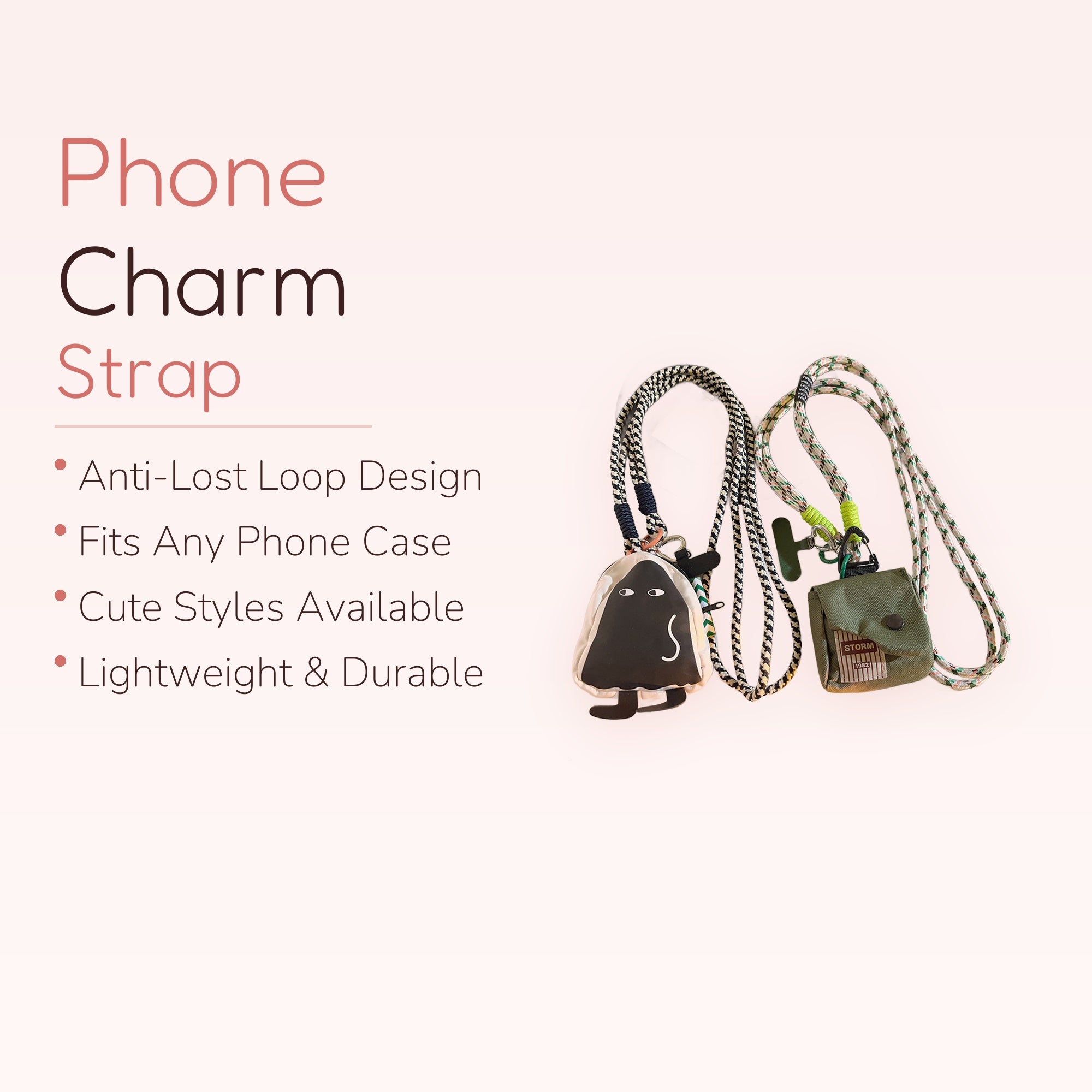 Cute Cartoon Ghost & Mini Pouch Phone Lanyard | Aesthetic Crossbody Phone Strap