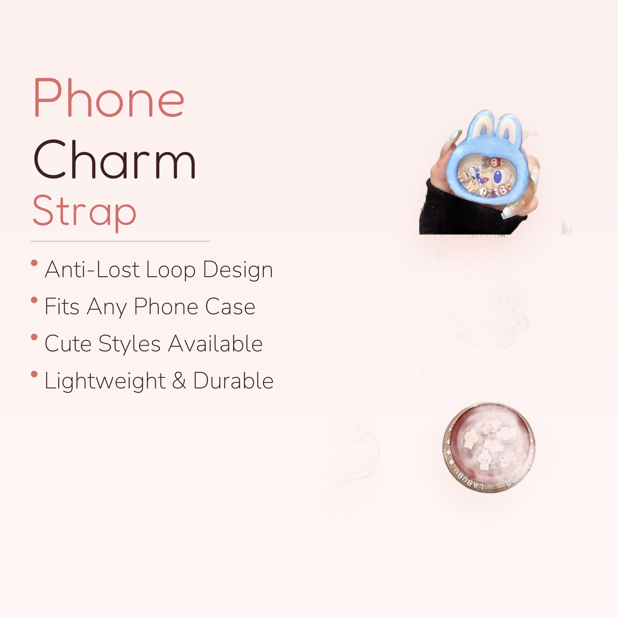 Kawaii Bunny Character Shaker Phone Grip | Cute Liquid Glitter Pop Socket Stand