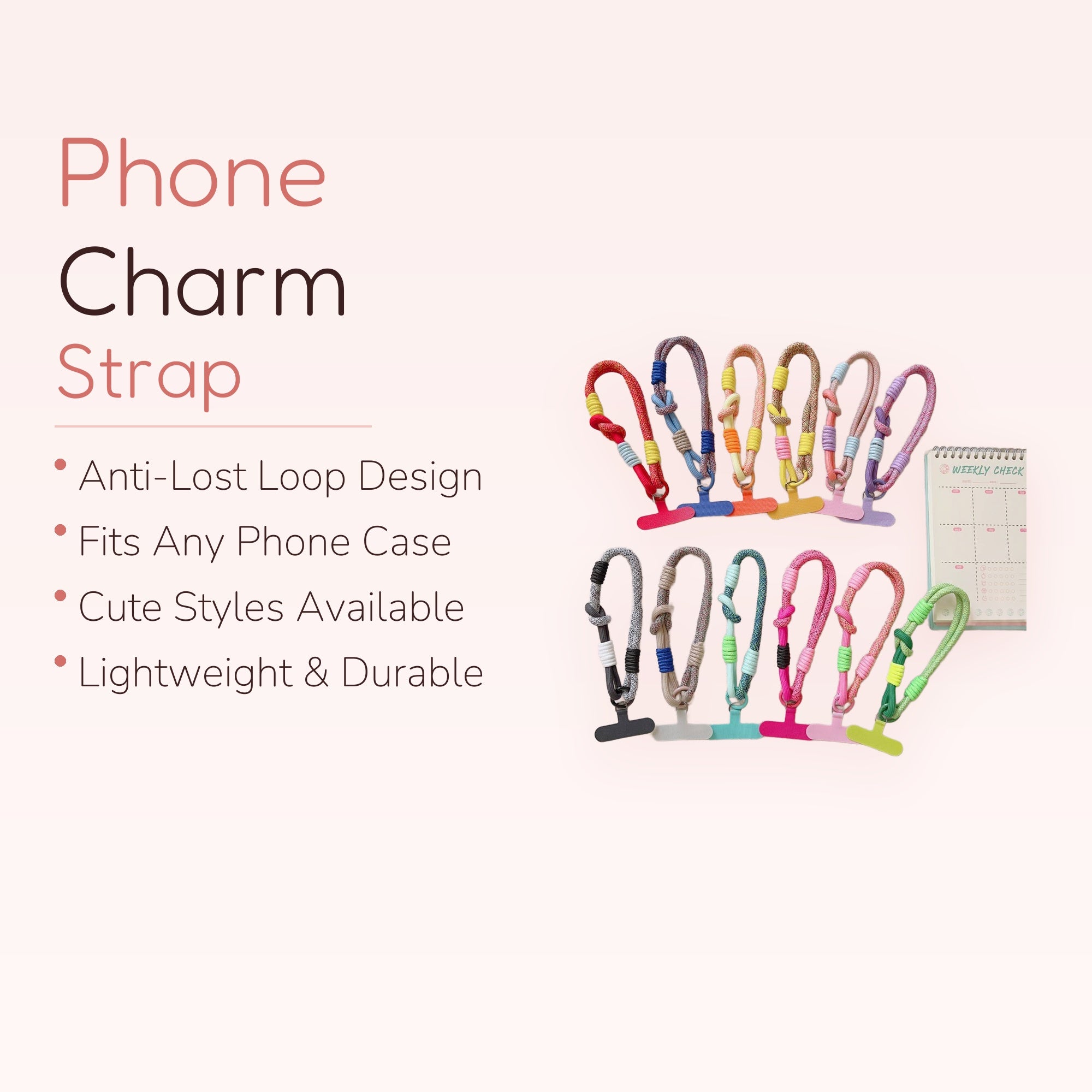Colorful Braided Rope Phone Charm | Aesthetic Wrist Lanyard Strap