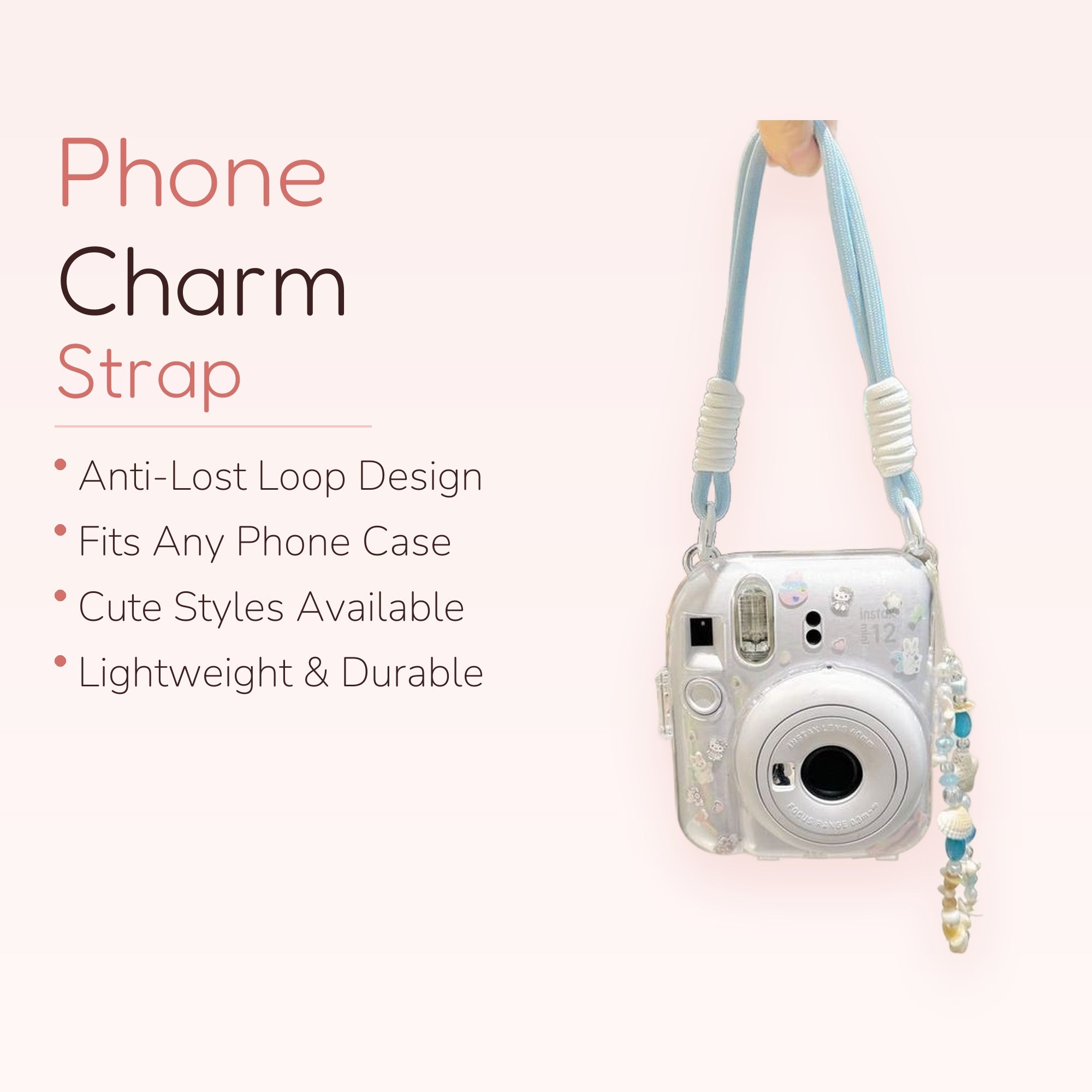 Teddy Love — Pastel Heart & Bear Phone Charm Strap