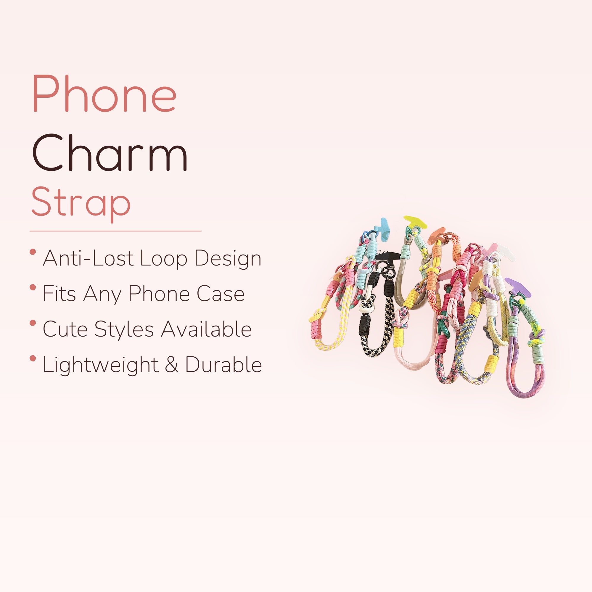 Aesthetic Braided Rope Phone Charm Strap | Colorful Knotted Wrist Lanyard