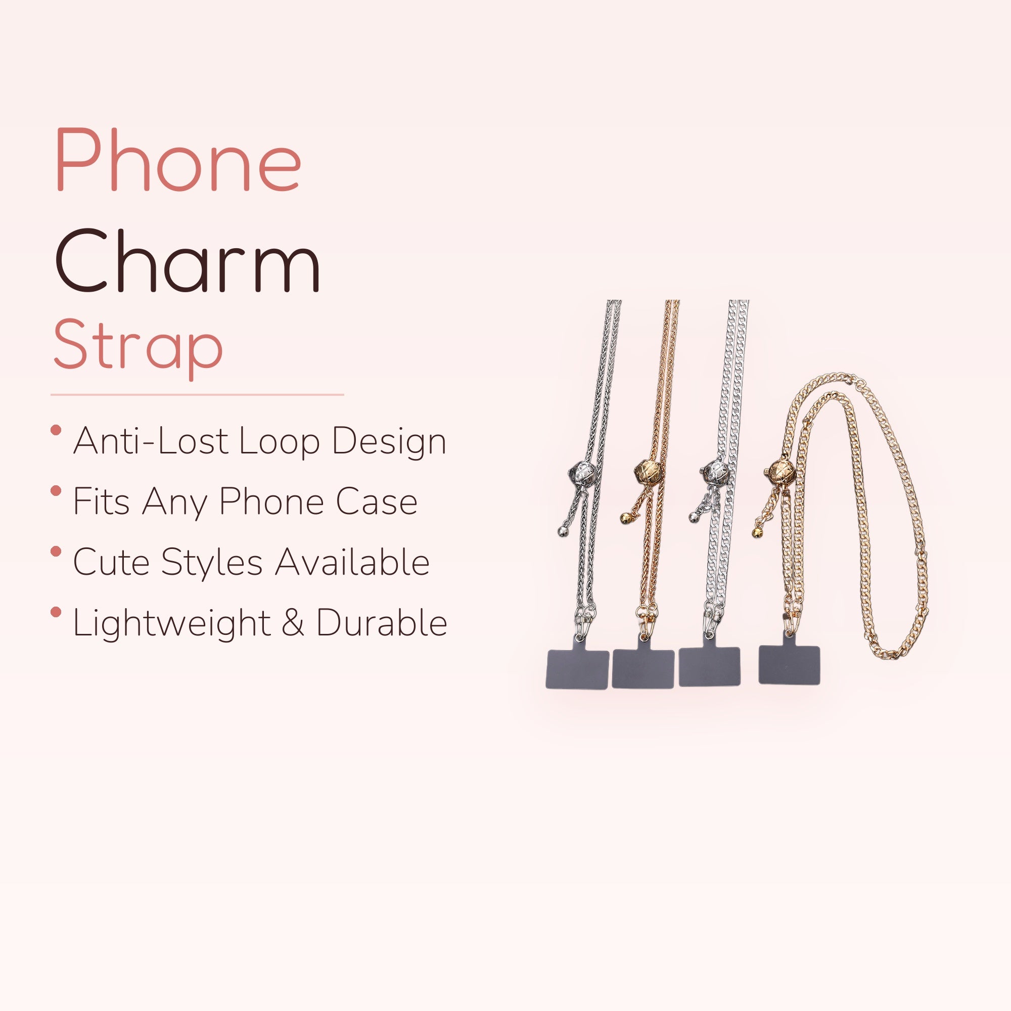 Adjustable Gold & Silver Chain Phone Lanyard | Chic Metal Strap with Globe Slider