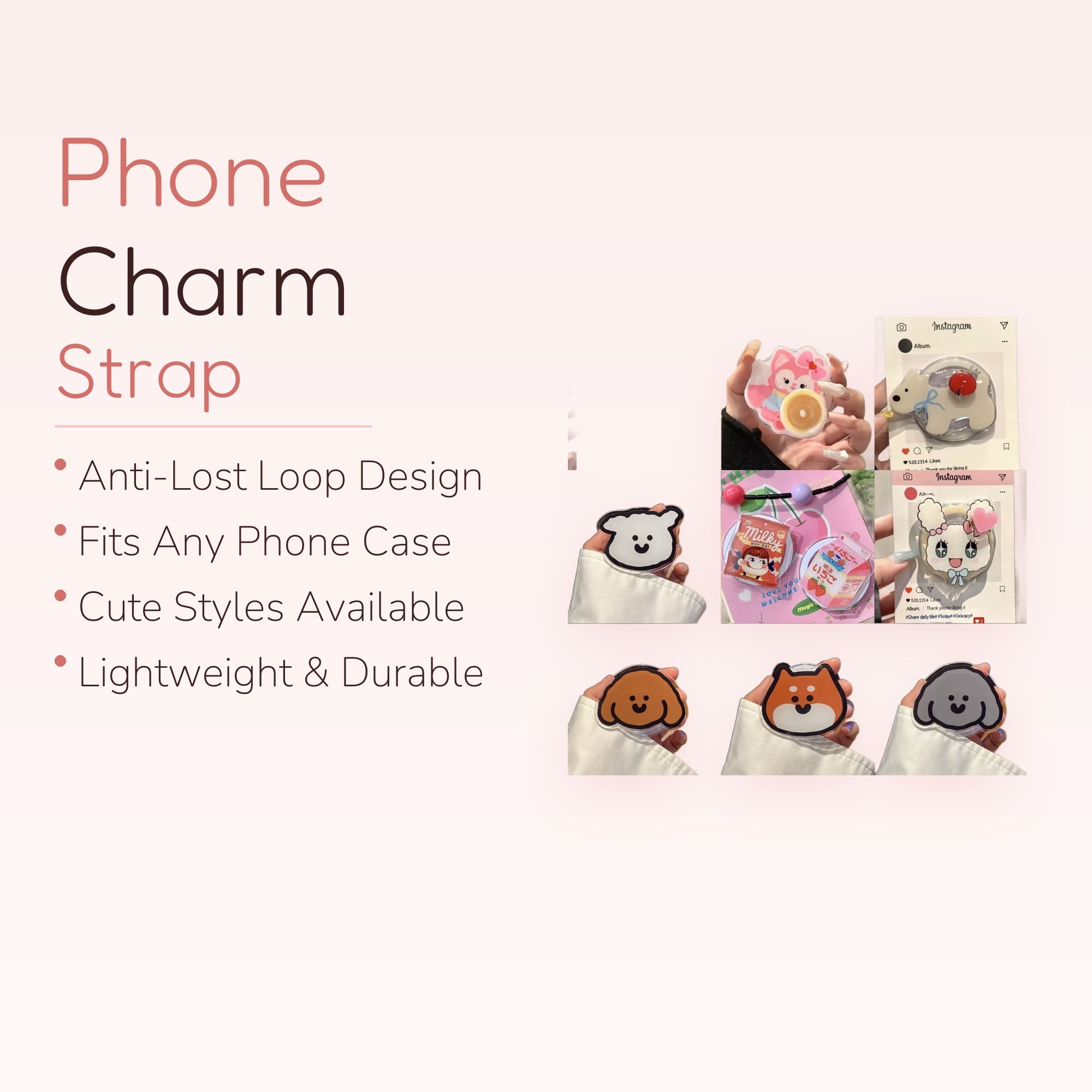 Kawaii Acrylic Animal Phone Grip | Cute Cartoon Pop Socket Stand