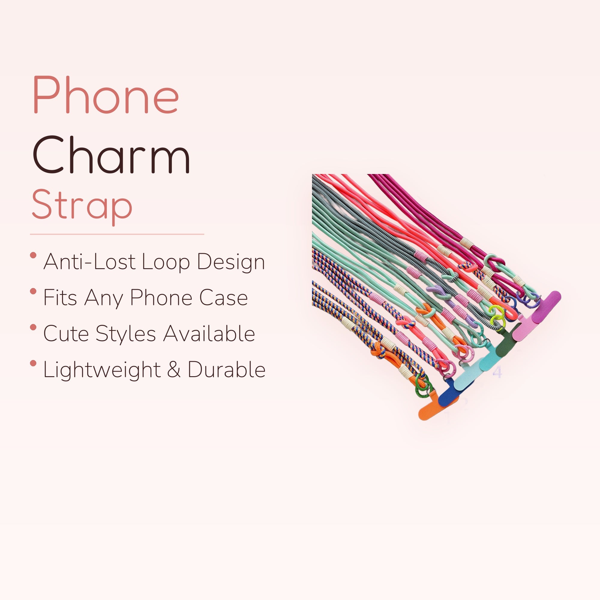 Colorful Braided Rope Phone Lanyard with Phone Tab | Aesthetic Crossbody Strap