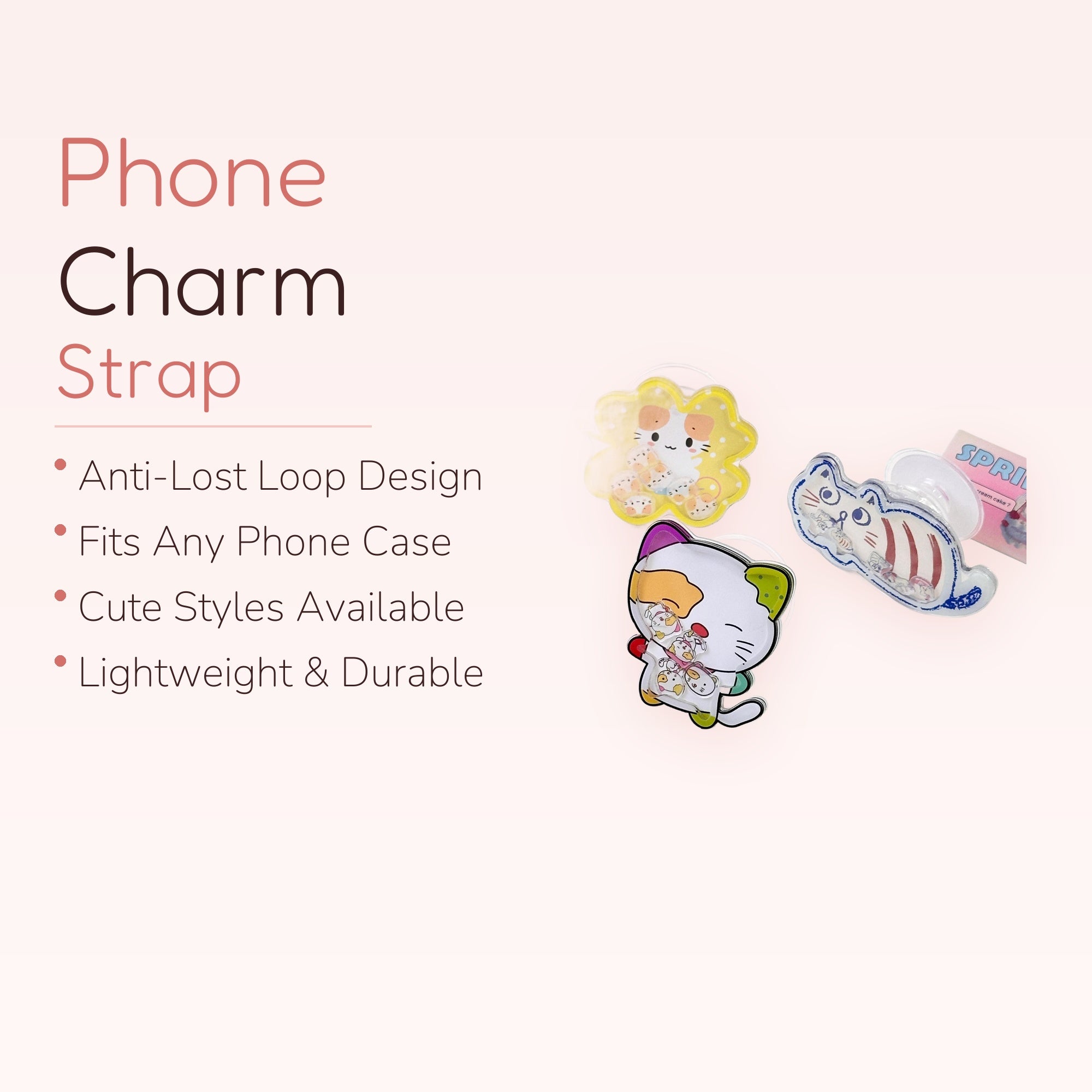 Kawaii Cat Shaker Phone Grip | Cute Liquid Glitter Pop Socket Stand