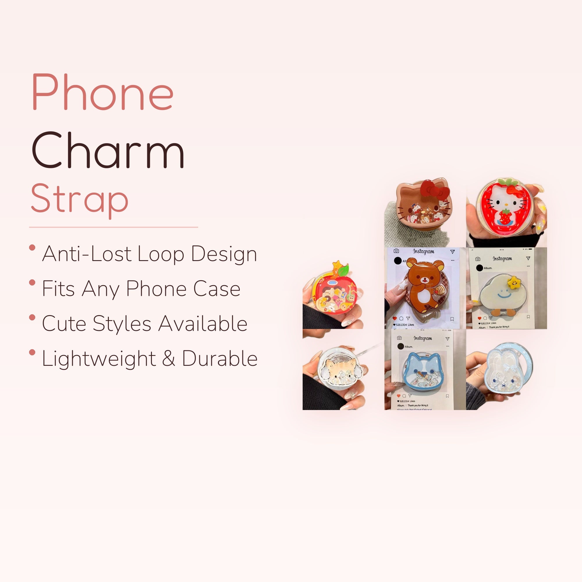 Kawaii Character Liquid Shaker Phone Grip | Cute Pop Socket Stand
