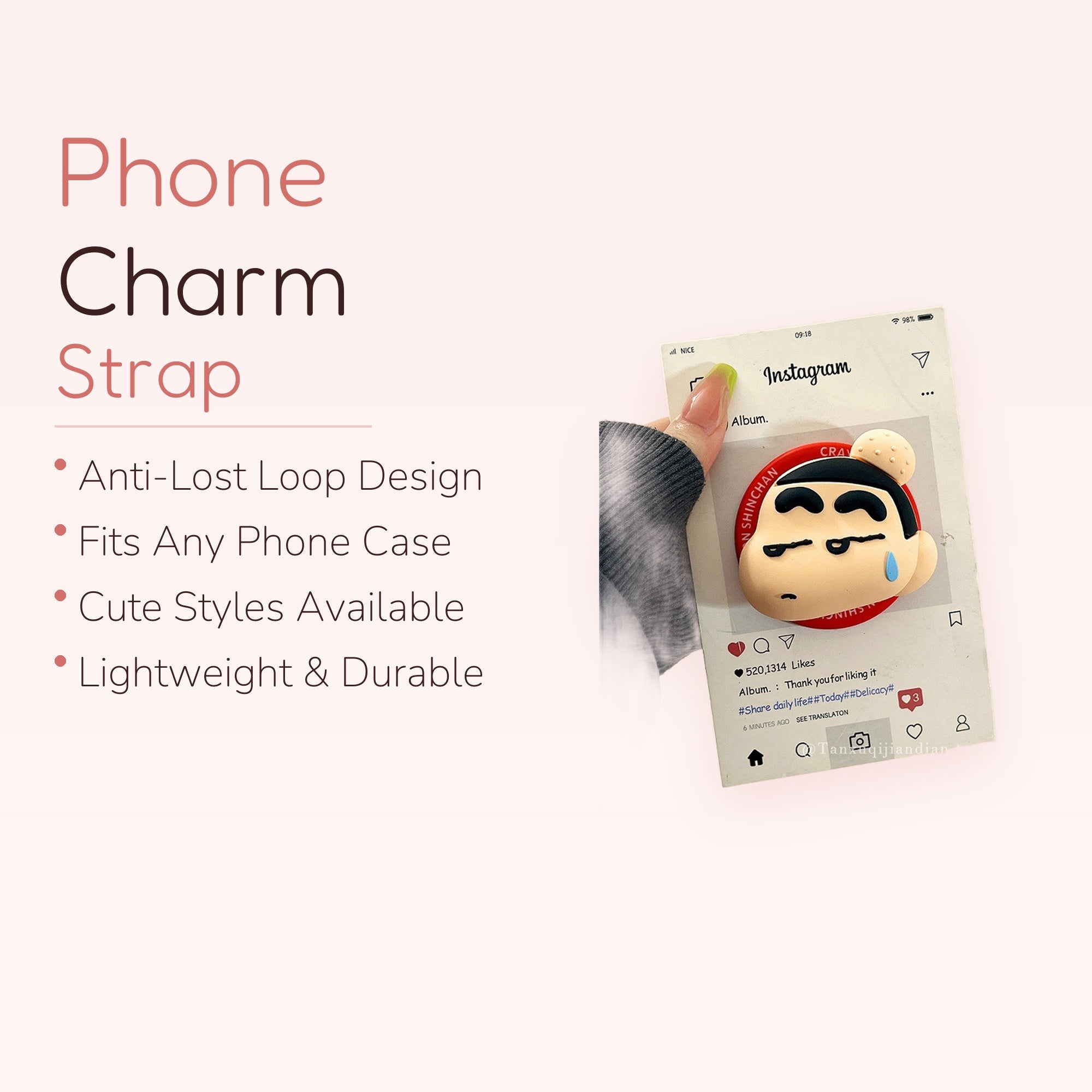 Crayon Shin-chan Crying Face Phone Grip | Kawaii Anime Pop Socket Stand