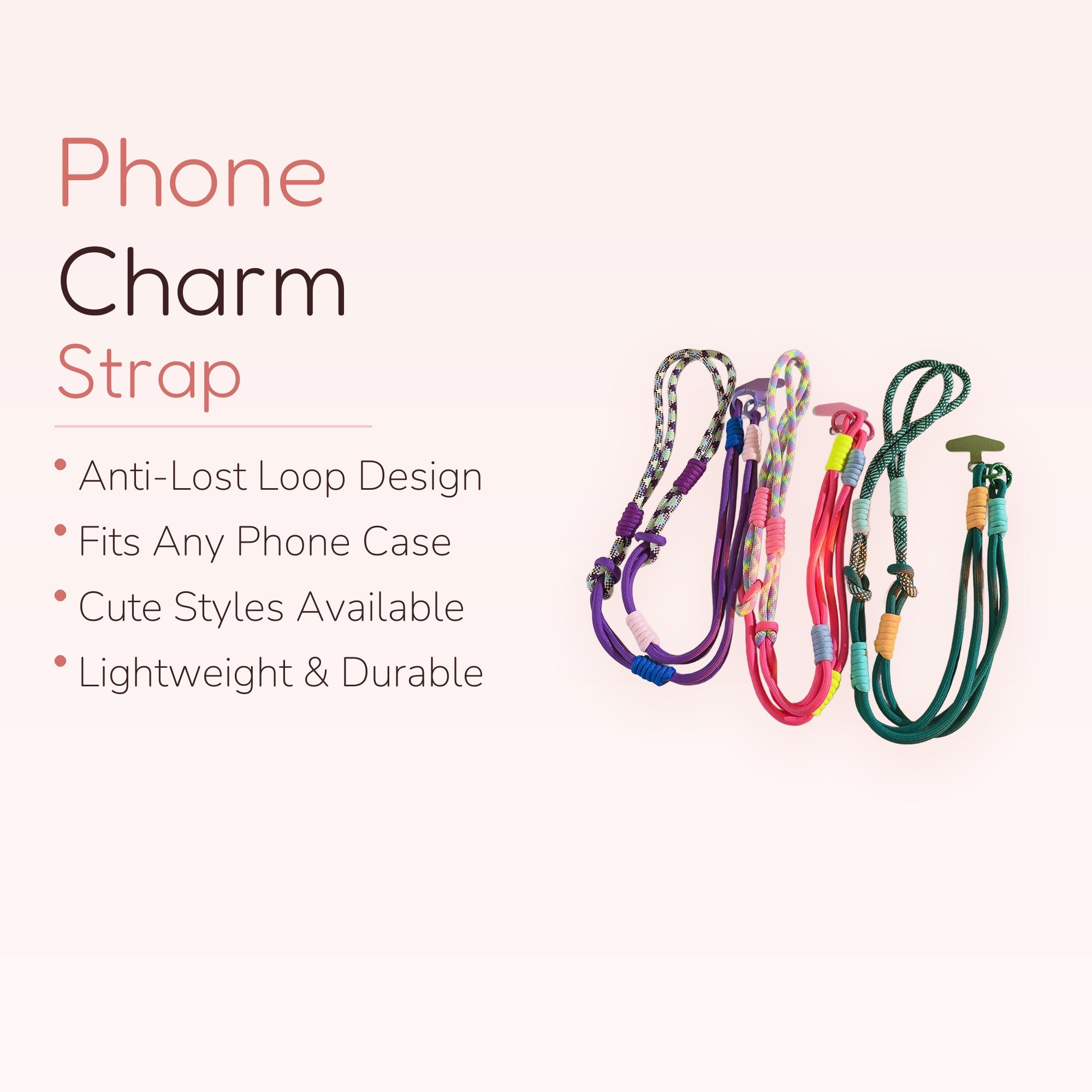 SIMPLYBUBBI — Adjustable Woven Cord Phone Lanyard | Vivid Multicolored Strap